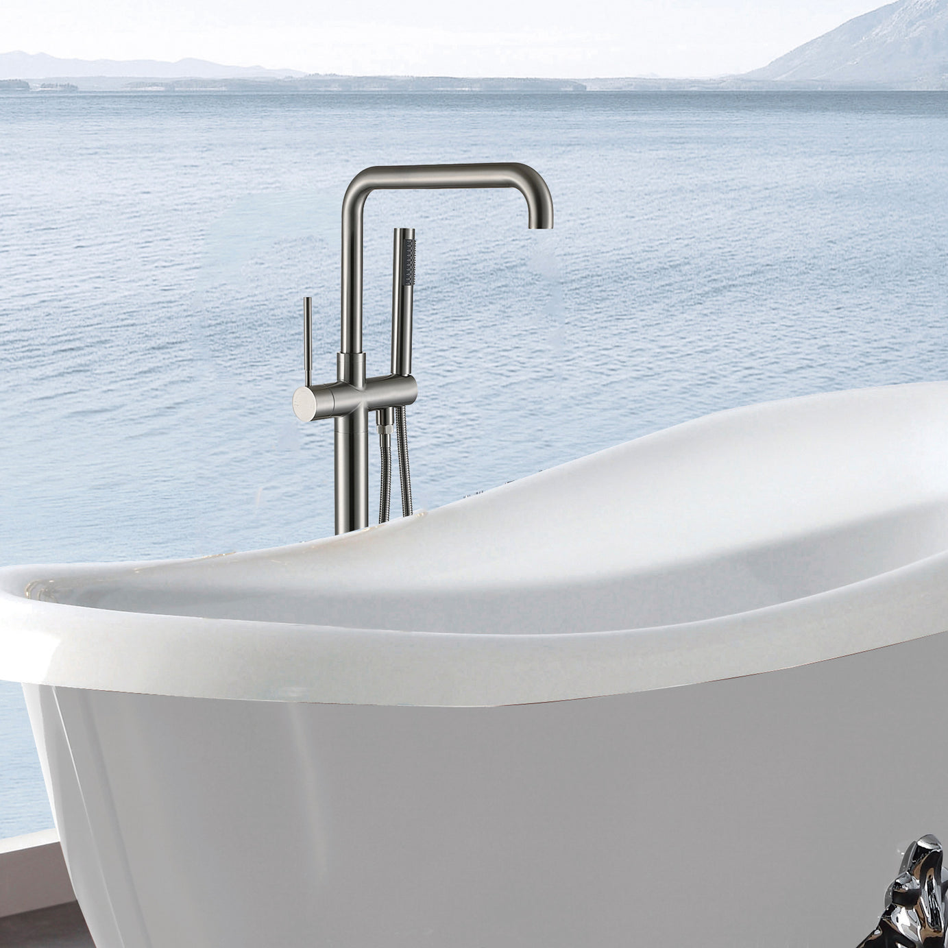 Freestanding Bathtub Faucet with Hand Shower--1