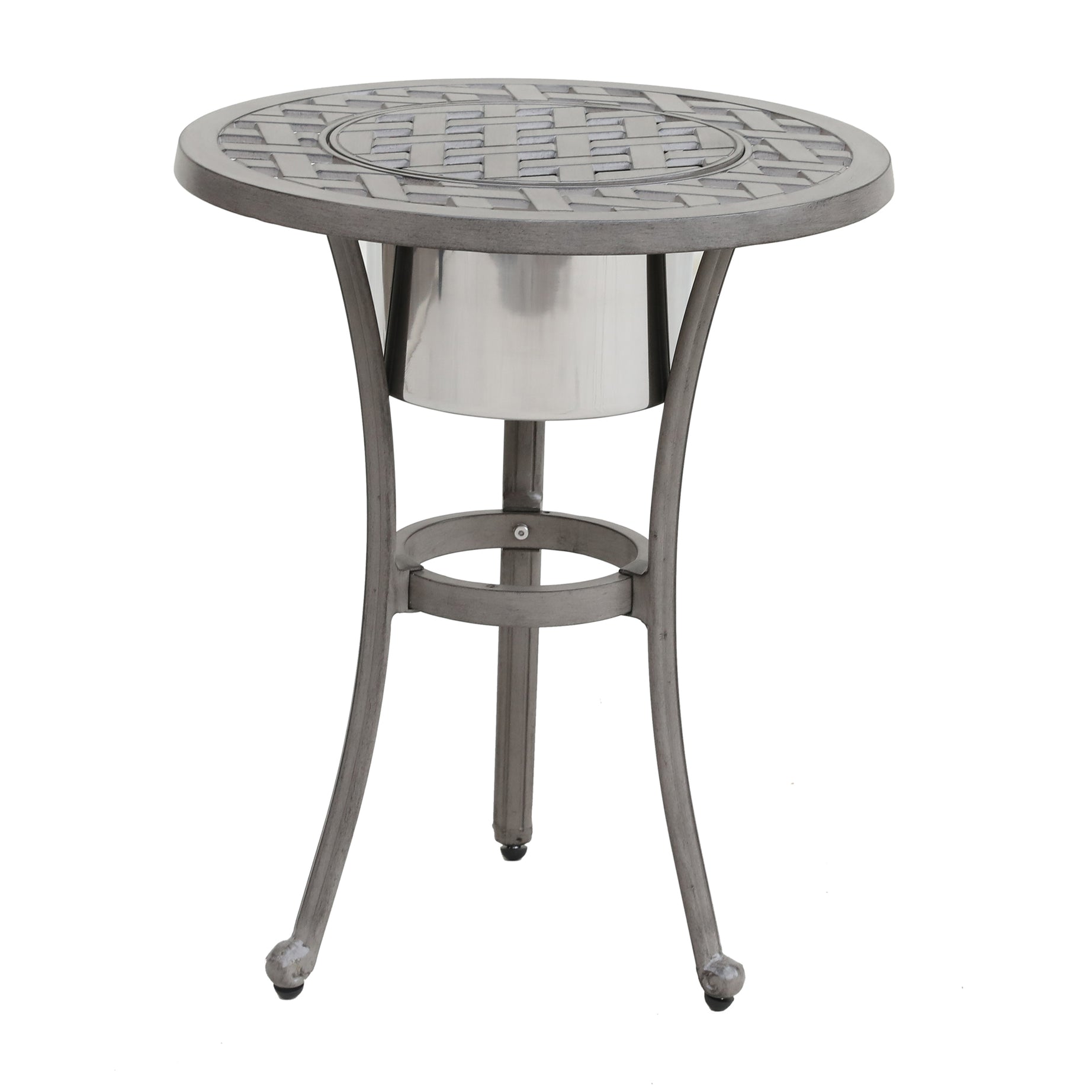 21 Inches Cast Aluminum Round Table With Ice Bucket--1