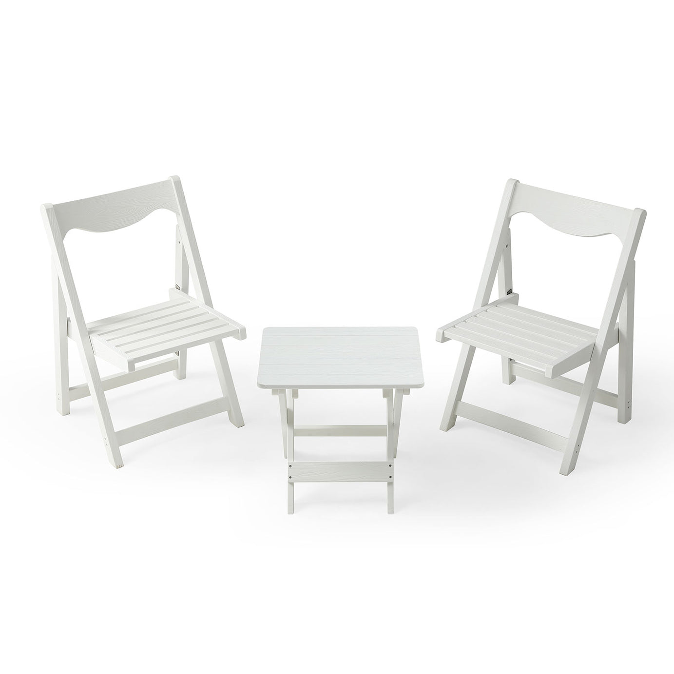 HIPS Foldable Small Table and Chair Set with 2 Chairs and Rectangular Table  White--1