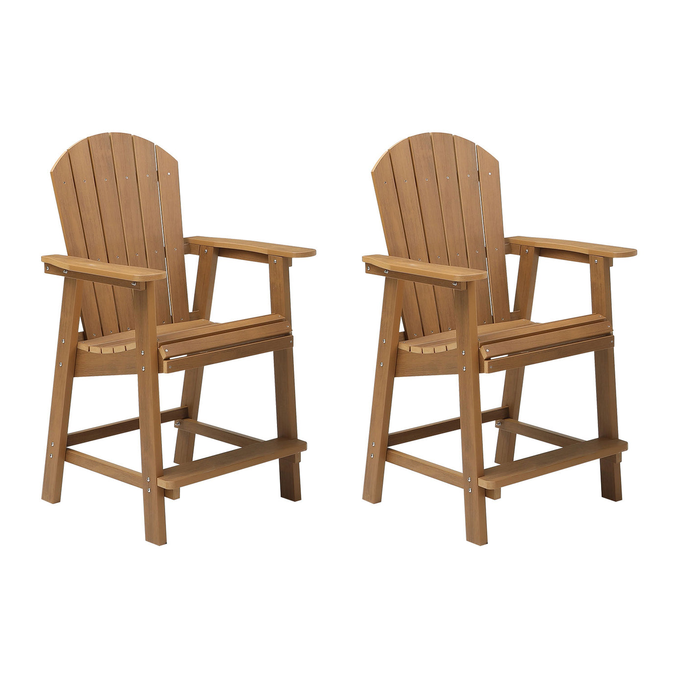 HIPS Bar Chair with Armrest,Patio Bar Chair Set of 2 Adirondack Chairs Set of 2 for Outdoor Deck Lawn Pool Backyard TEAK--1