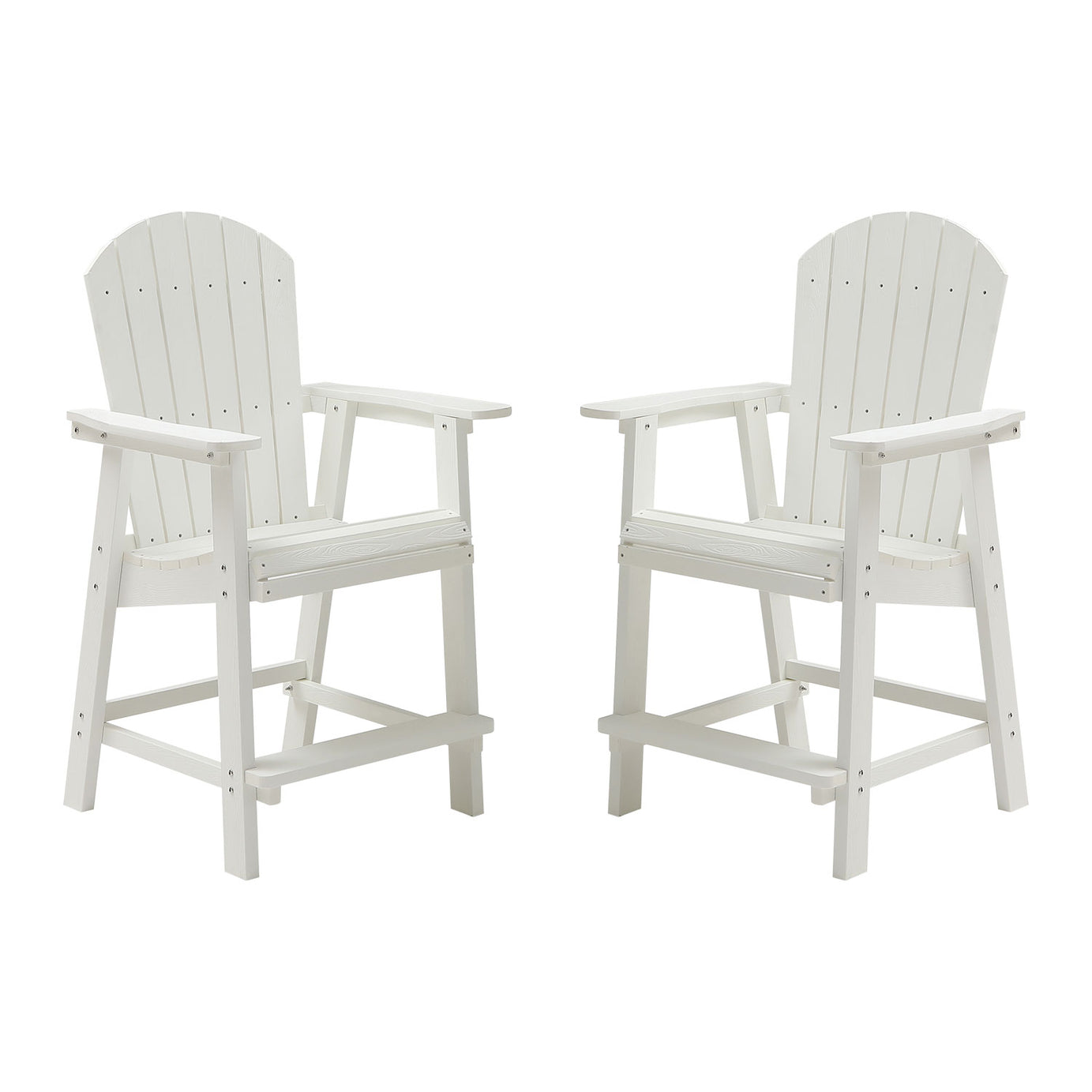 HIPS Bar Chair with Armrest,Patio Bar Chair Set of 2, White--1