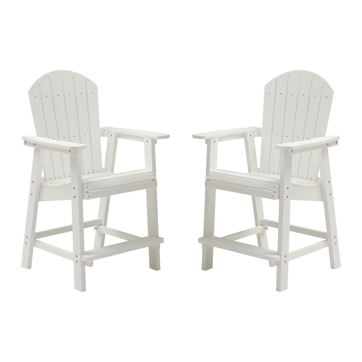 HIPS Bar Chair with Armrest,Patio Bar Chair Set of 2, White--1