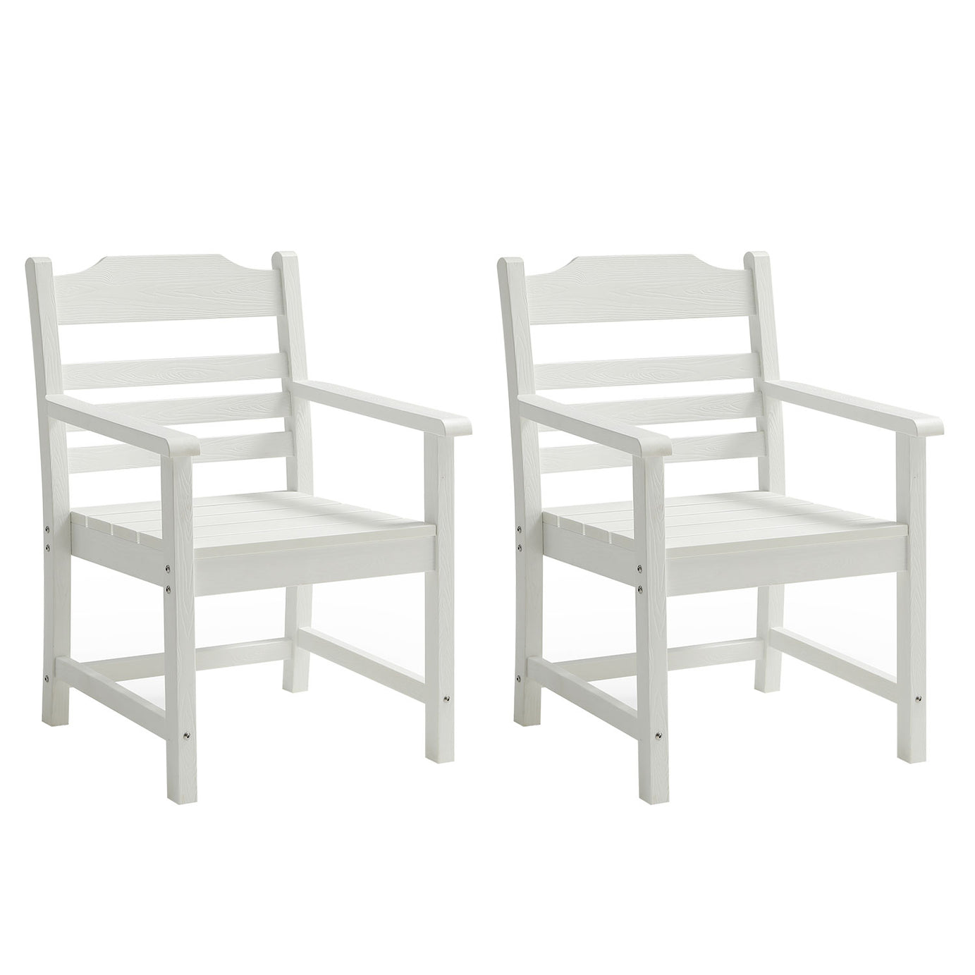 HIPS Patio Furniture Dining Chair and Table, 5 Pieces(4 dining chairs+1 dining table) Backyard Conversation Garden Poolside Balcony White--3