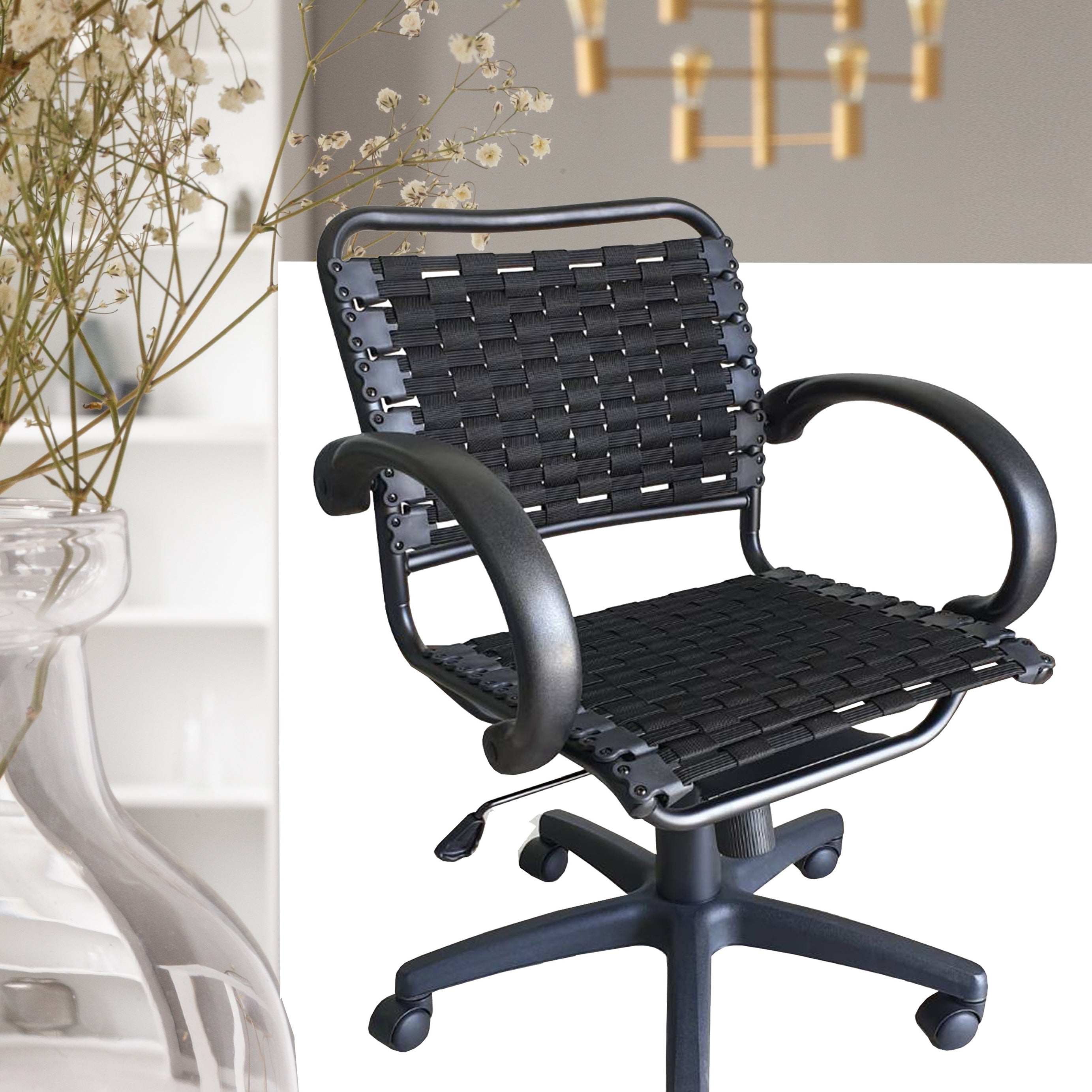 Bungee Arm Office Chair With Black Coating--1