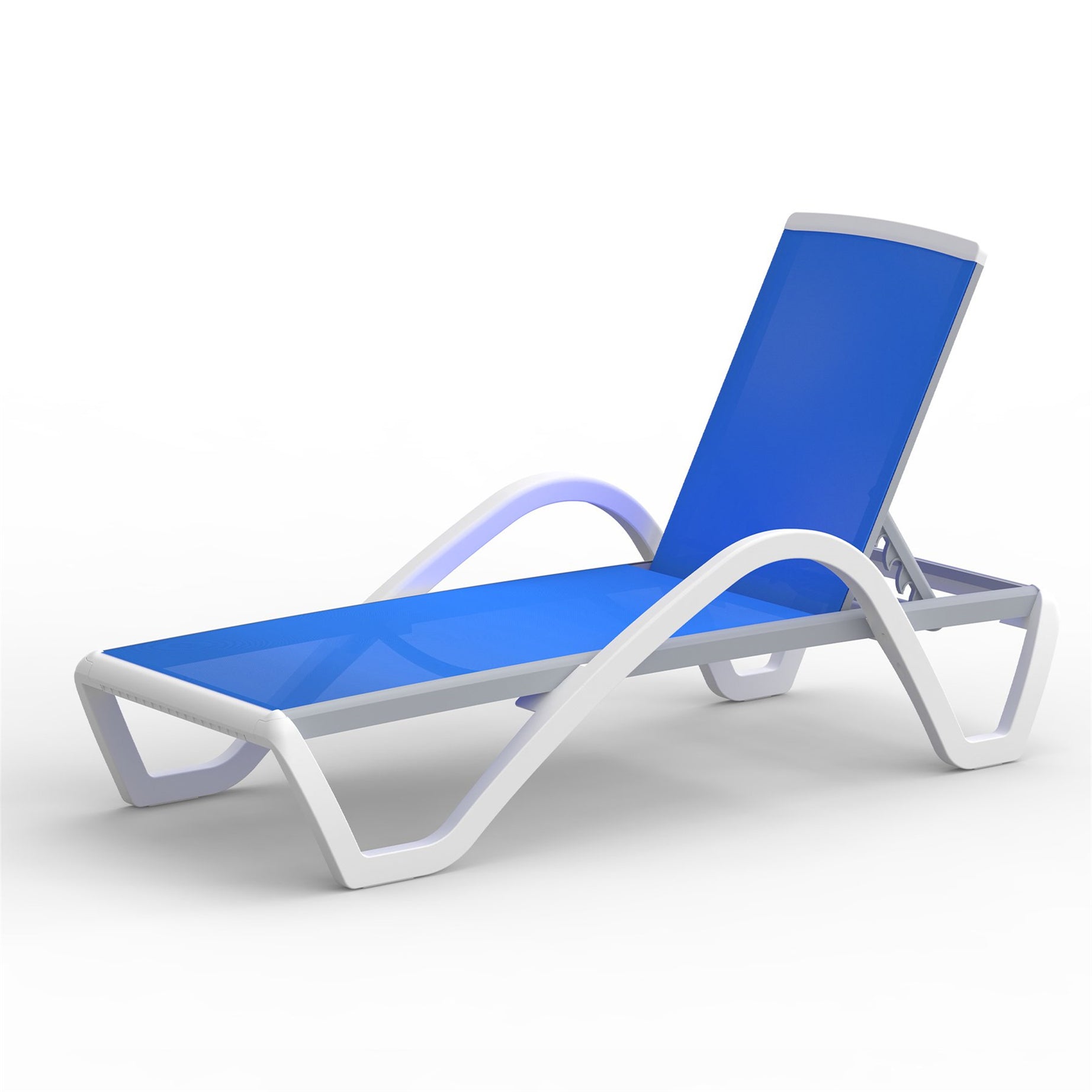 Patio Chaise Lounge Adjustable Aluminum Pool Lounge Chairs with Arm All Weather Pool Chairs for Outside,in-Pool,Lawn (Blue,1 Lounge Chair)--1