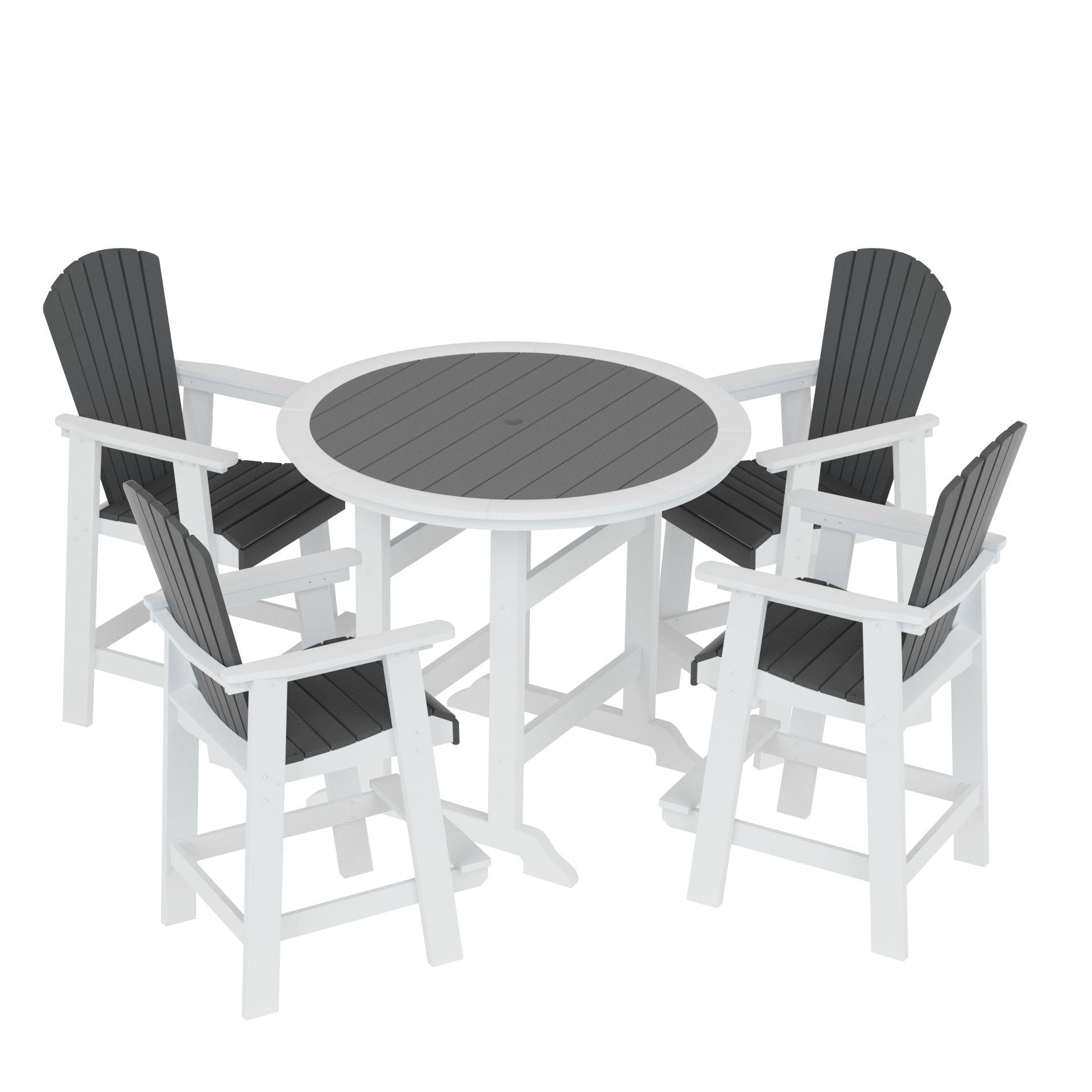 HDPE Patio Bar Table Set High Top Outdoor Table and Chairs Set of 5 Bar Table & Stools Set with Tall Adirondack Chairs Set for 4--1