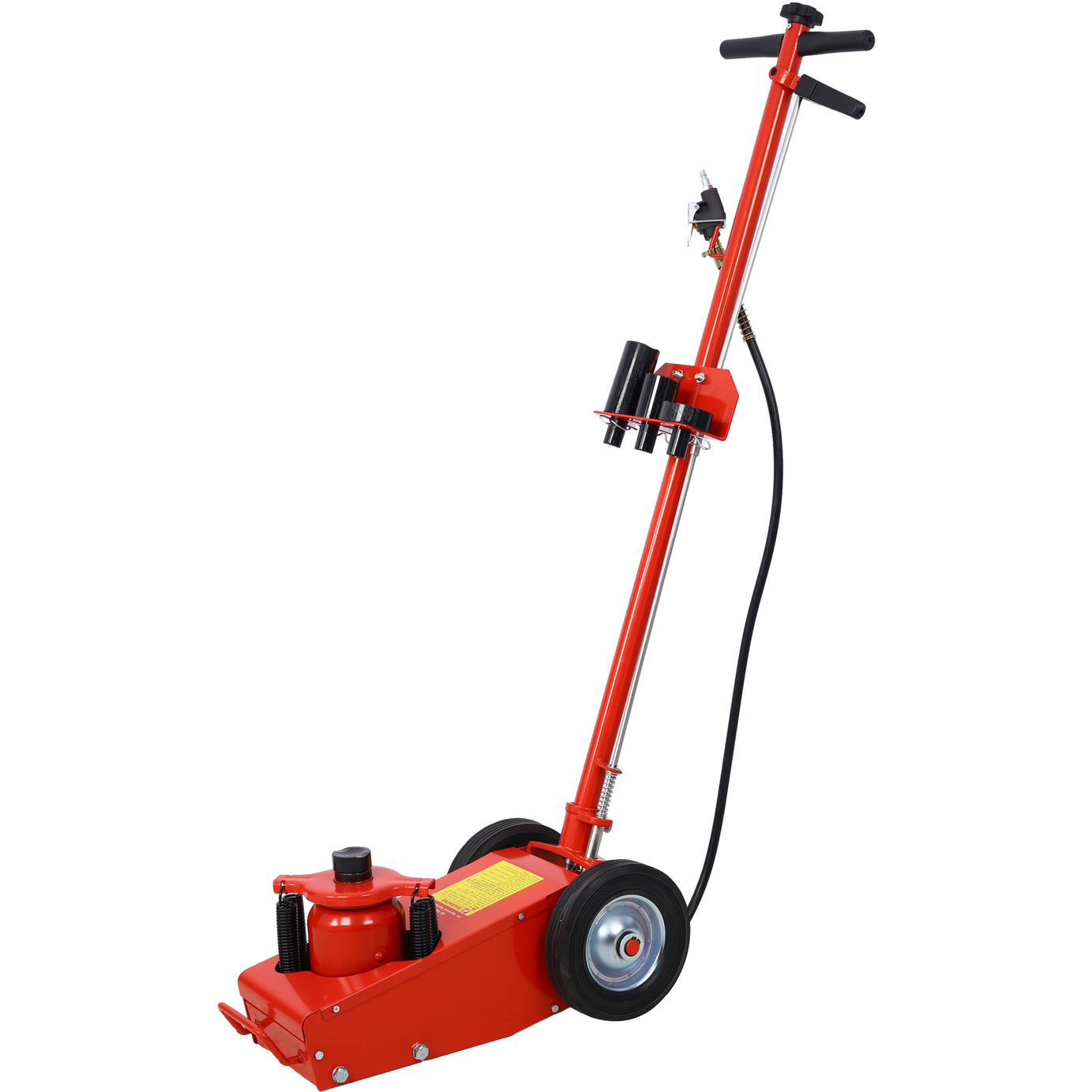 22 Ton Hydraulic Floor Jack Air-Operated Axle Bottle Jack with (4) Extension Saddle Set Built-in Wheels, Red--1