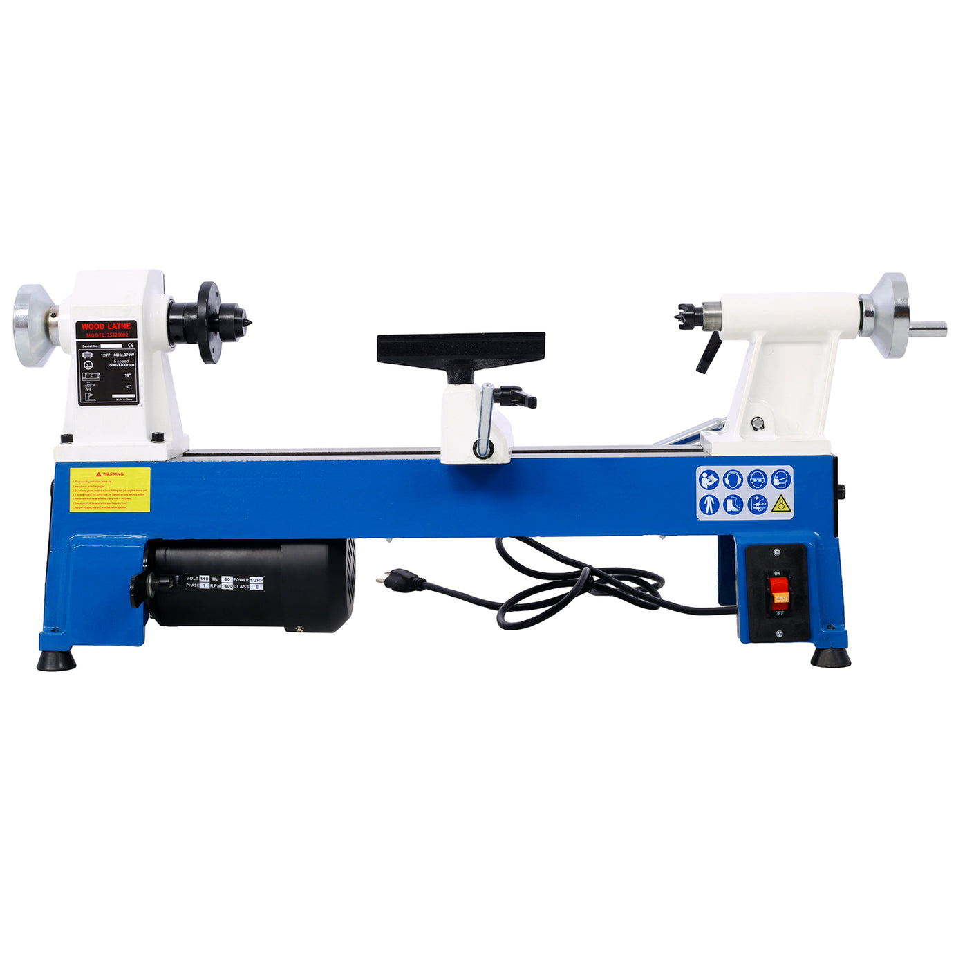 Benchtop Wood Lathe 10" x 18" Wood Lathe Machine 5 Variable Speeds 500/750/1150/1800/3200RPM Mini Wood Turning Lathe for Woodworking 1/2HP Multifunctional Power Wood Lathe--1