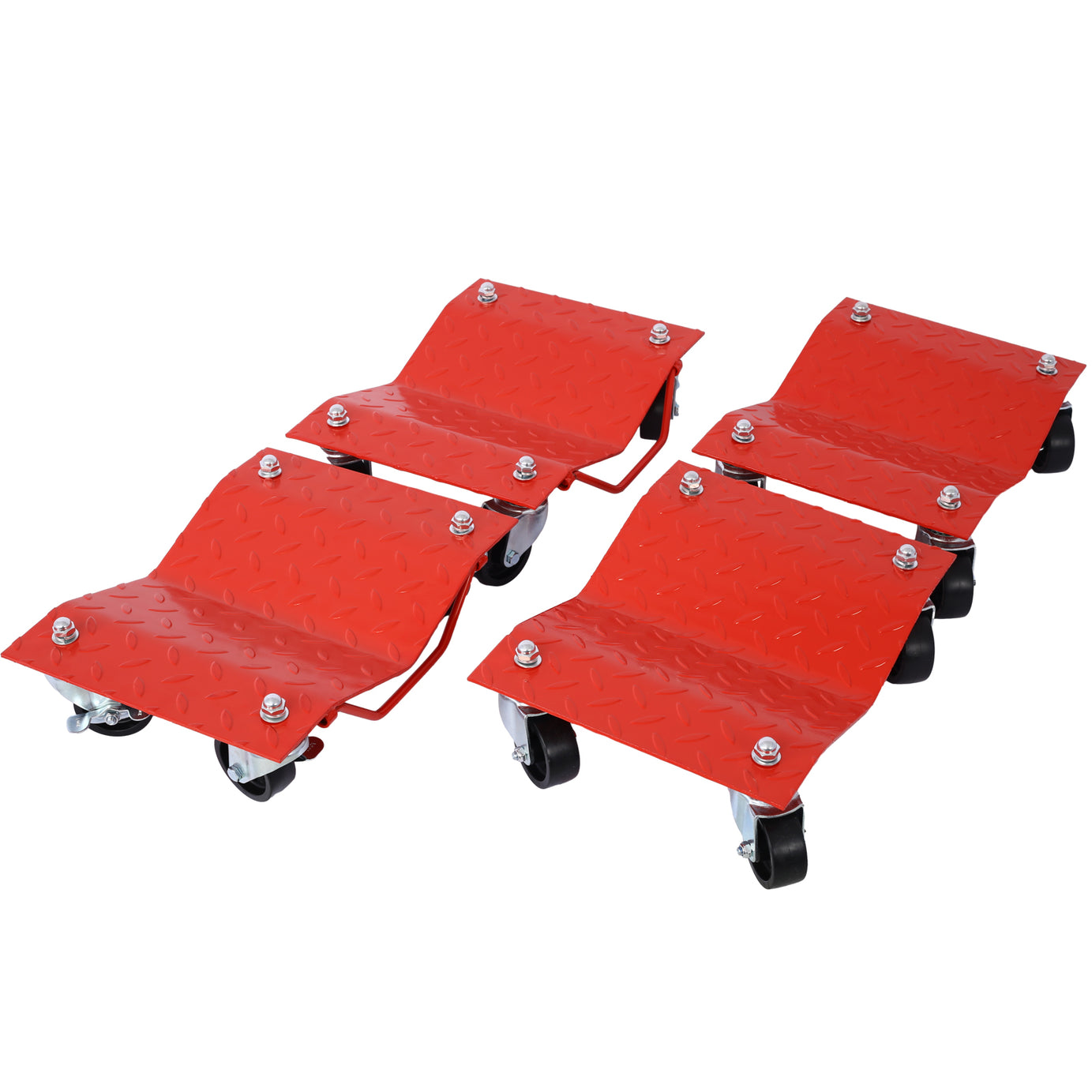 Car Dolly, Heavy Duty Wheel Dolly,4 Tire Wheel Dolly Car Stakes 6000lbs Capacity,RED--1