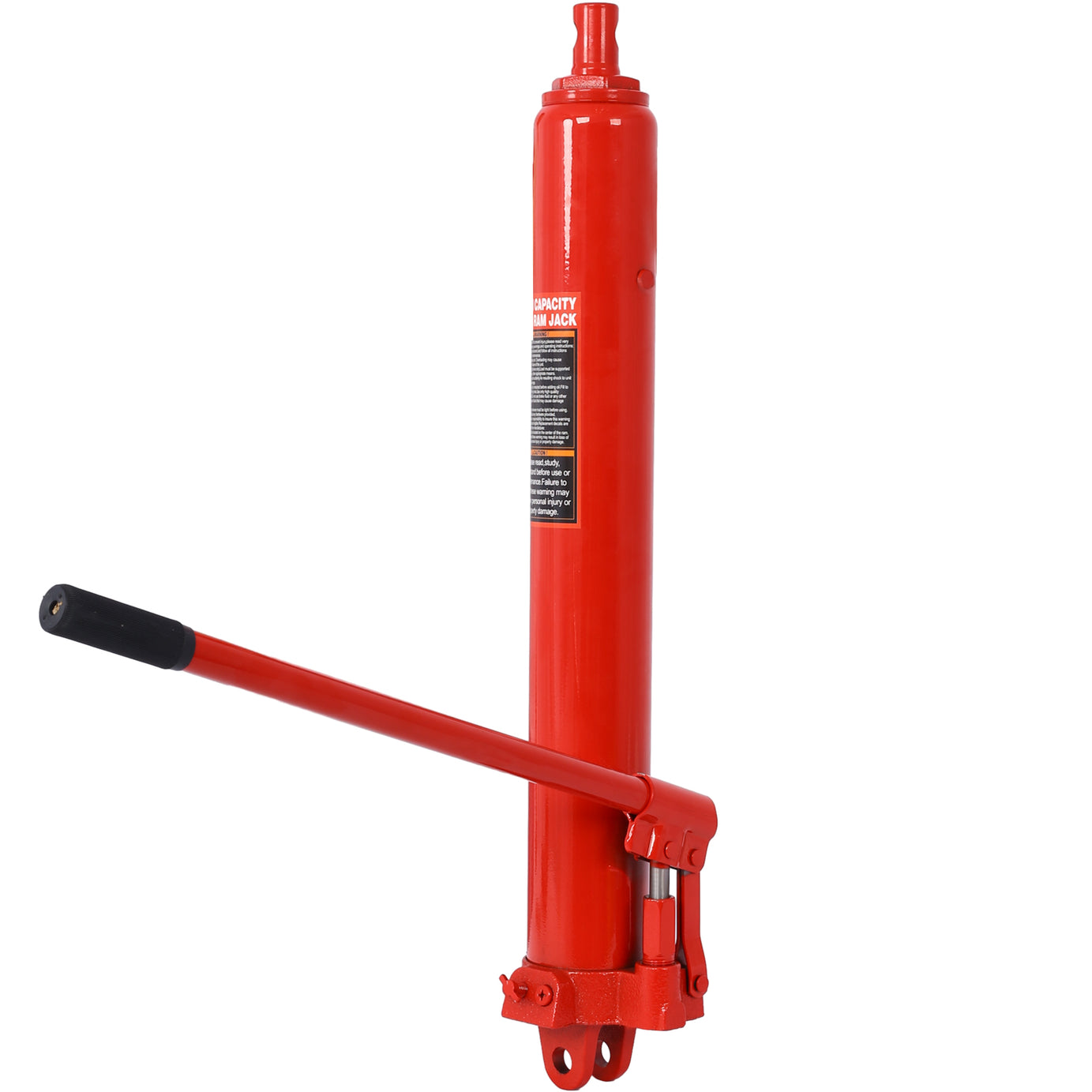 Hydraulic Long Ram Jack with Single Piston Pump and Clevis Base (Fits: Garage/Shop Cranes, Engine Hoists, and More): 8 Ton (16,000 lb) Capacity, Red--1