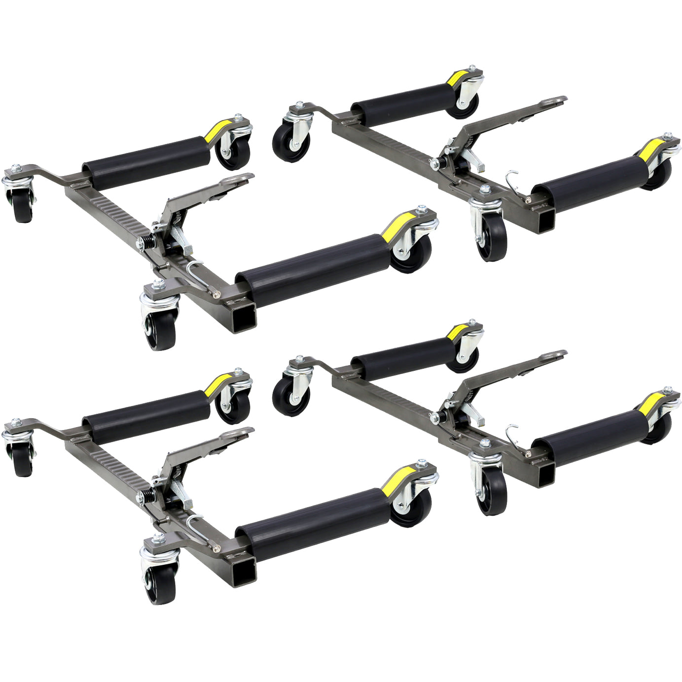 Set of (4) Wheel Dolly Car Skates Vehicle Positioning Hydraulic Tire Jack Ratcheting Foot Pedal Lift Hydraulic Car Wheel Dolly, 1,250lbs--1