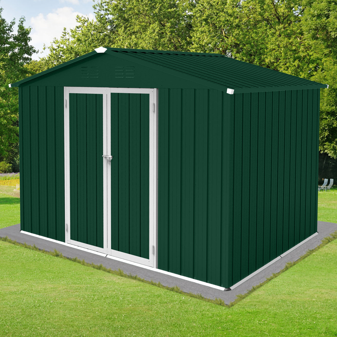 Metal garden sheds 6ftx8ft outdoor storage sheds Green+White--1