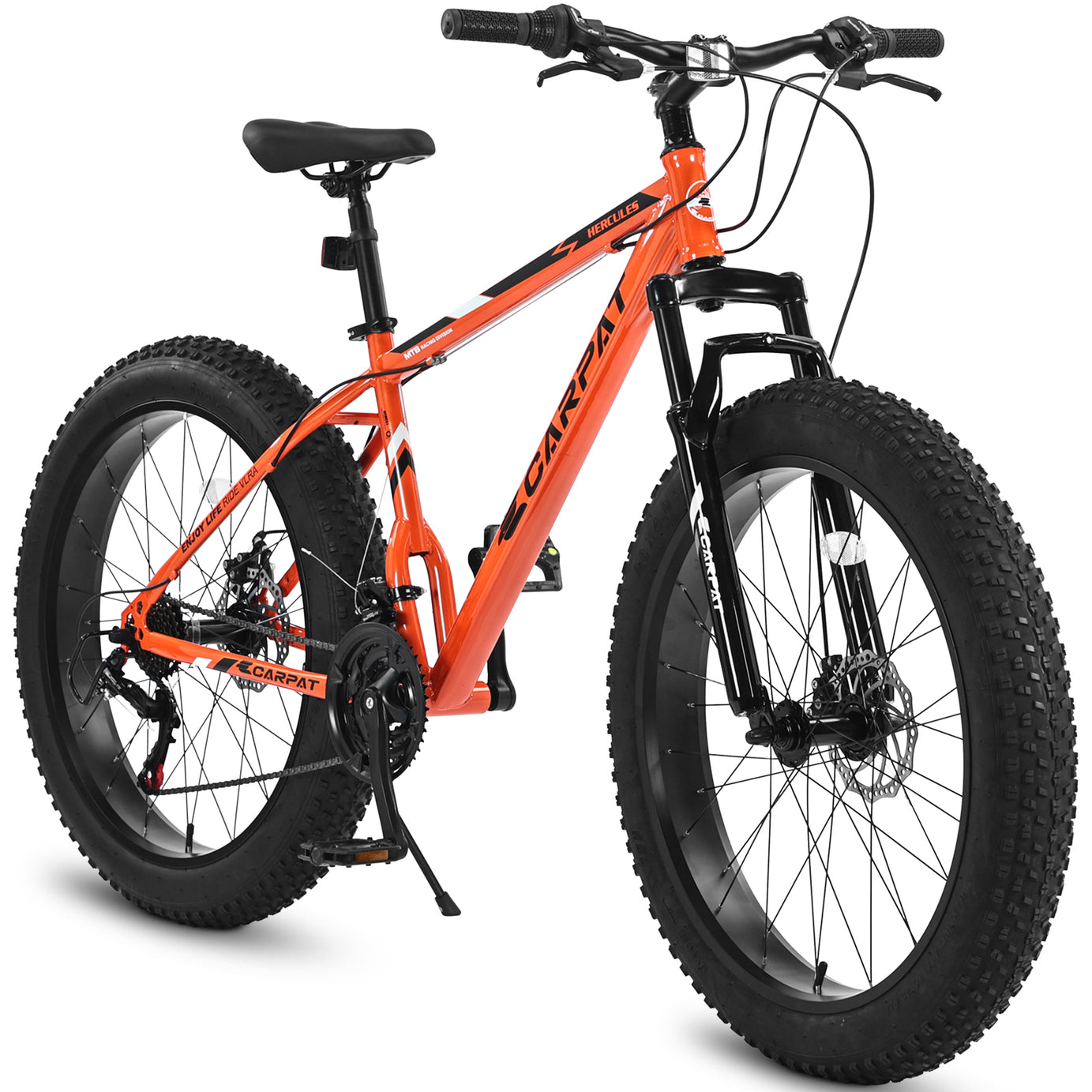 S26109  Elecony 26 Inch Fat Tire Bike Adult/Youth Full Shimano 21 Speed Mountain Bike, Dual Disc Brake, High-Carbon Steel Frame, Front Suspension, Mountain Trail Bike, Urban Commuter City Bicycle--1