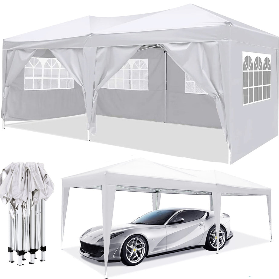 10x20 EZ Pop Up Canopy Outdoor Portable Party Folding Tent with 6 Removable Sidewalls + Carry Bag + 4pcs Weight Bag--1