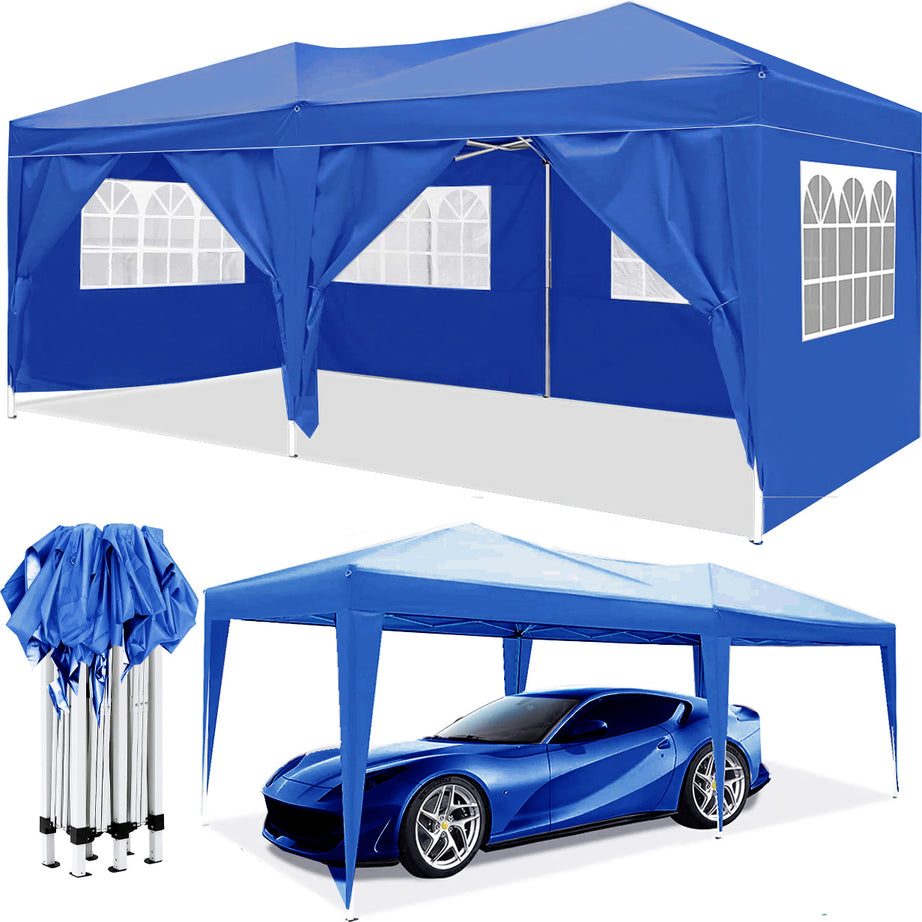 10'x20' EZ Pop Up Canopy Outdoor Portable Party Folding Tent with 6 Removable Sidewalls + Carry Bag + 4pcs Weight Bag--1