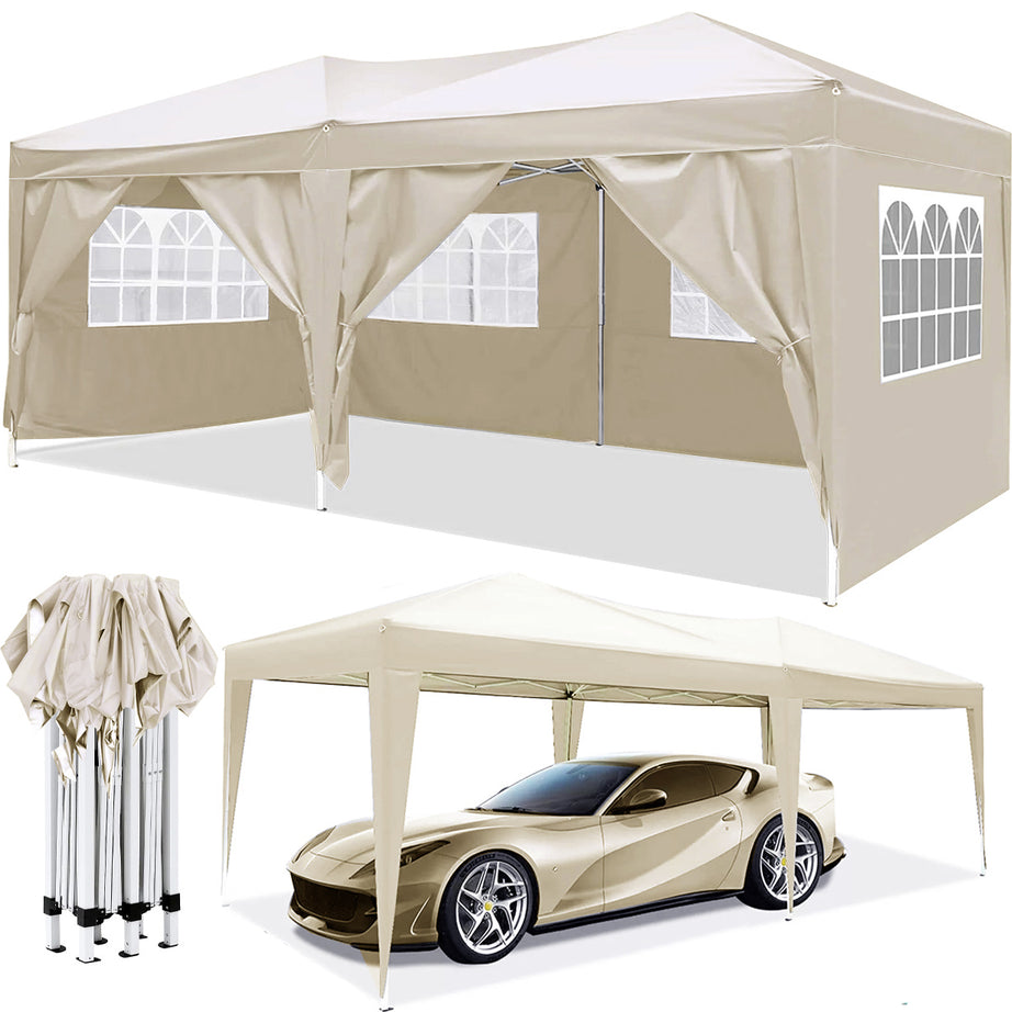 10'x20' EZ Pop Up Canopy Outdoor Portable Party Folding Tent with 6 Removable Sidewalls + Carry Bag + 4pcs Weight Bag--1