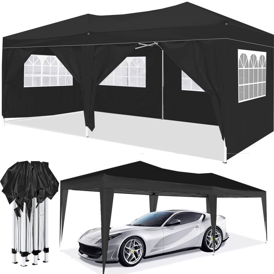 10'x20' EZ Pop Up Canopy Outdoor Portable Party Folding Tent with 6 Removable Sidewalls + Carry Bag + 4pcs Weight Bag--1