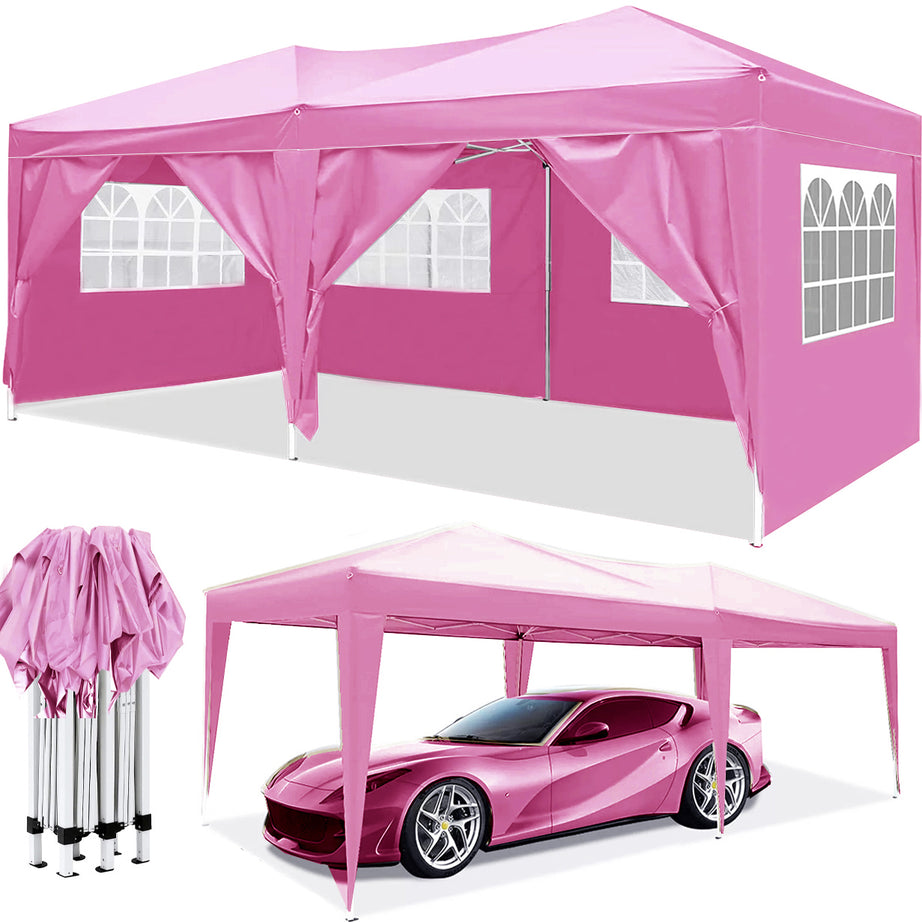 10'x20' EZ Pop Up Canopy Outdoor Portable Party Folding Tent with 6 Removable Sidewalls + Carry Bag + 4pcs Weight Bag--1