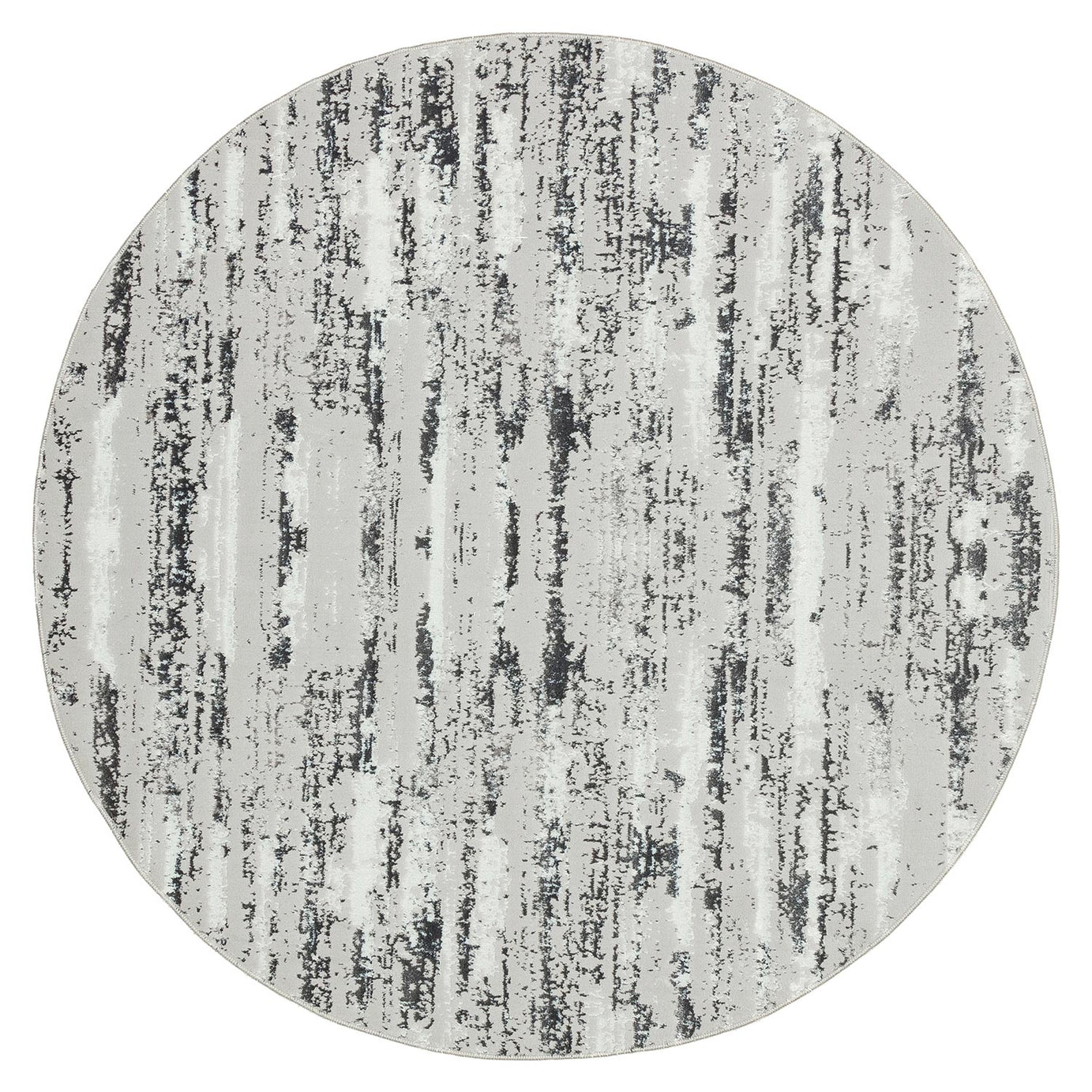 Milano Washable Manhattan Silver Woven Round Area Rug--1