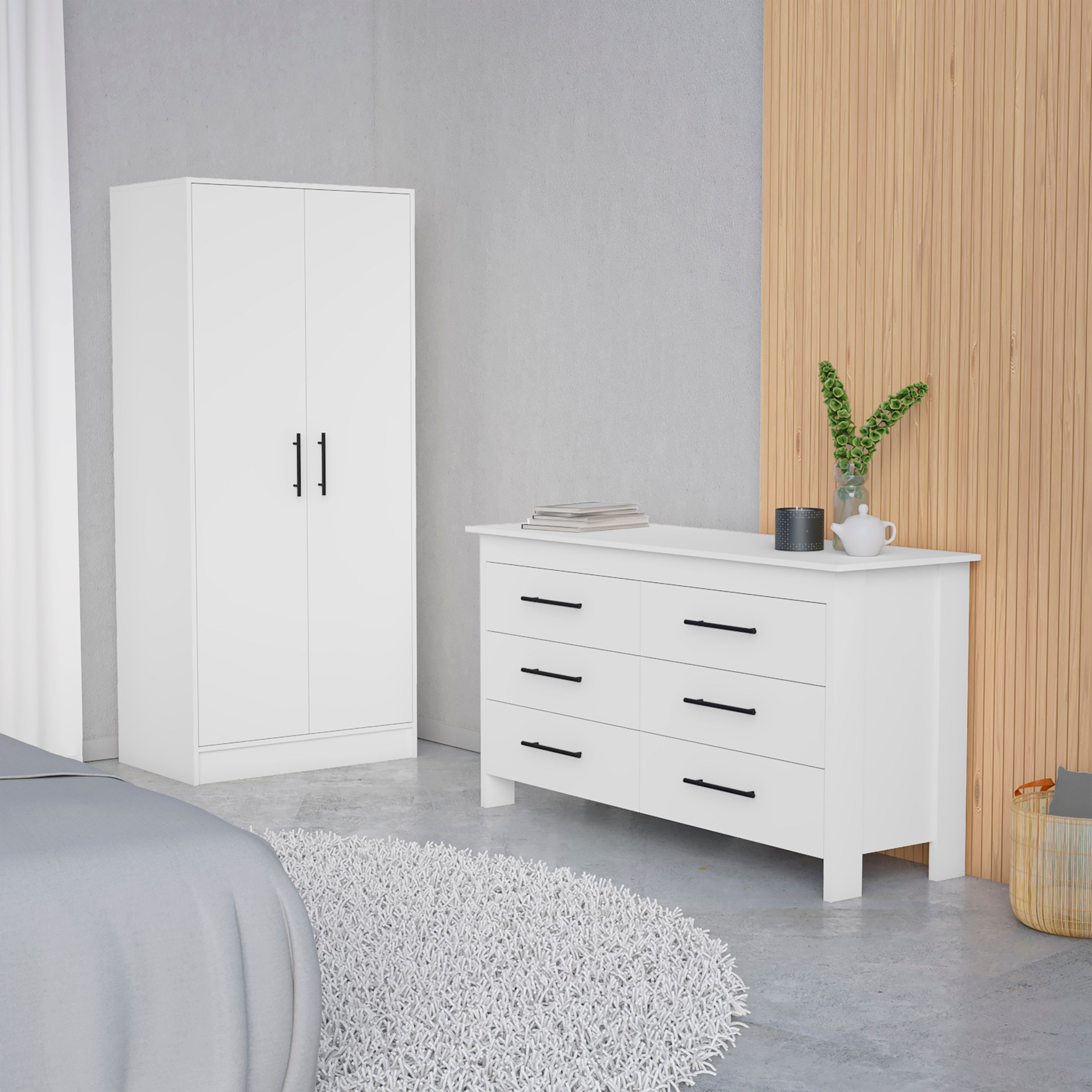 Canaan 2-Piece Bedroom Set, Armoire + Dresser, White--1