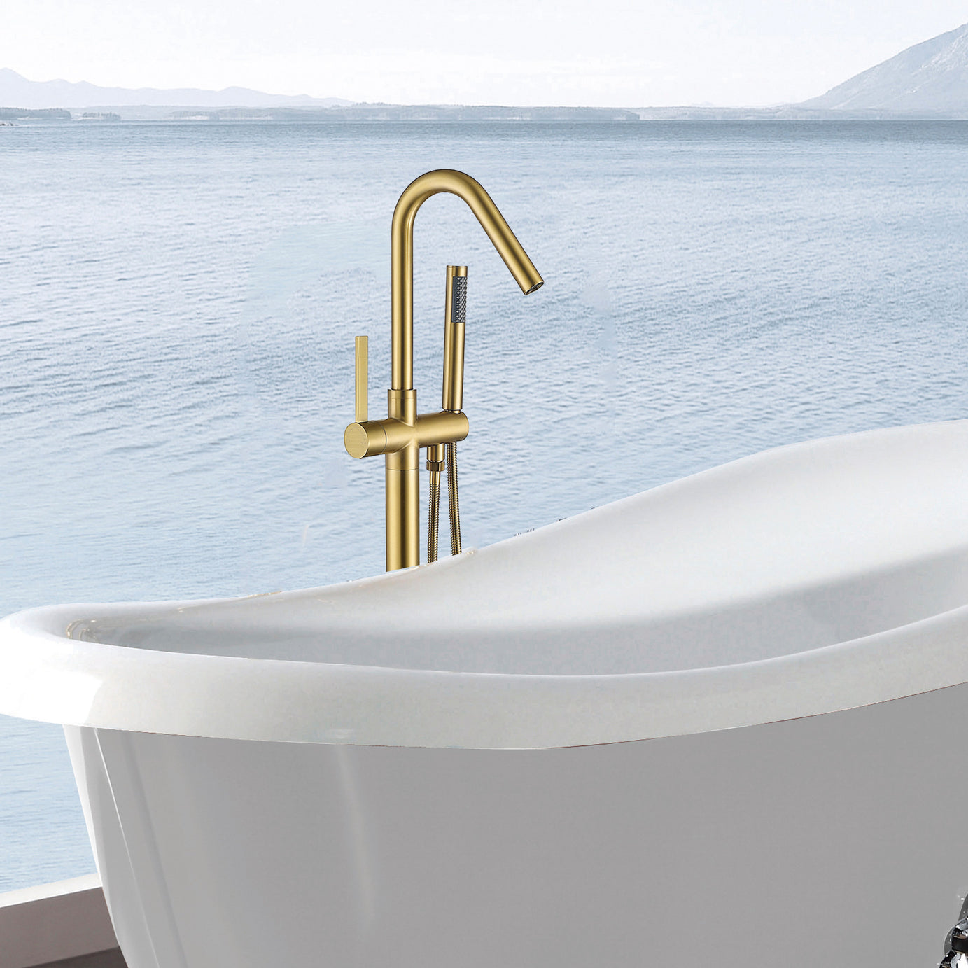 Freestanding Bathtub Faucet with Hand Shower--1