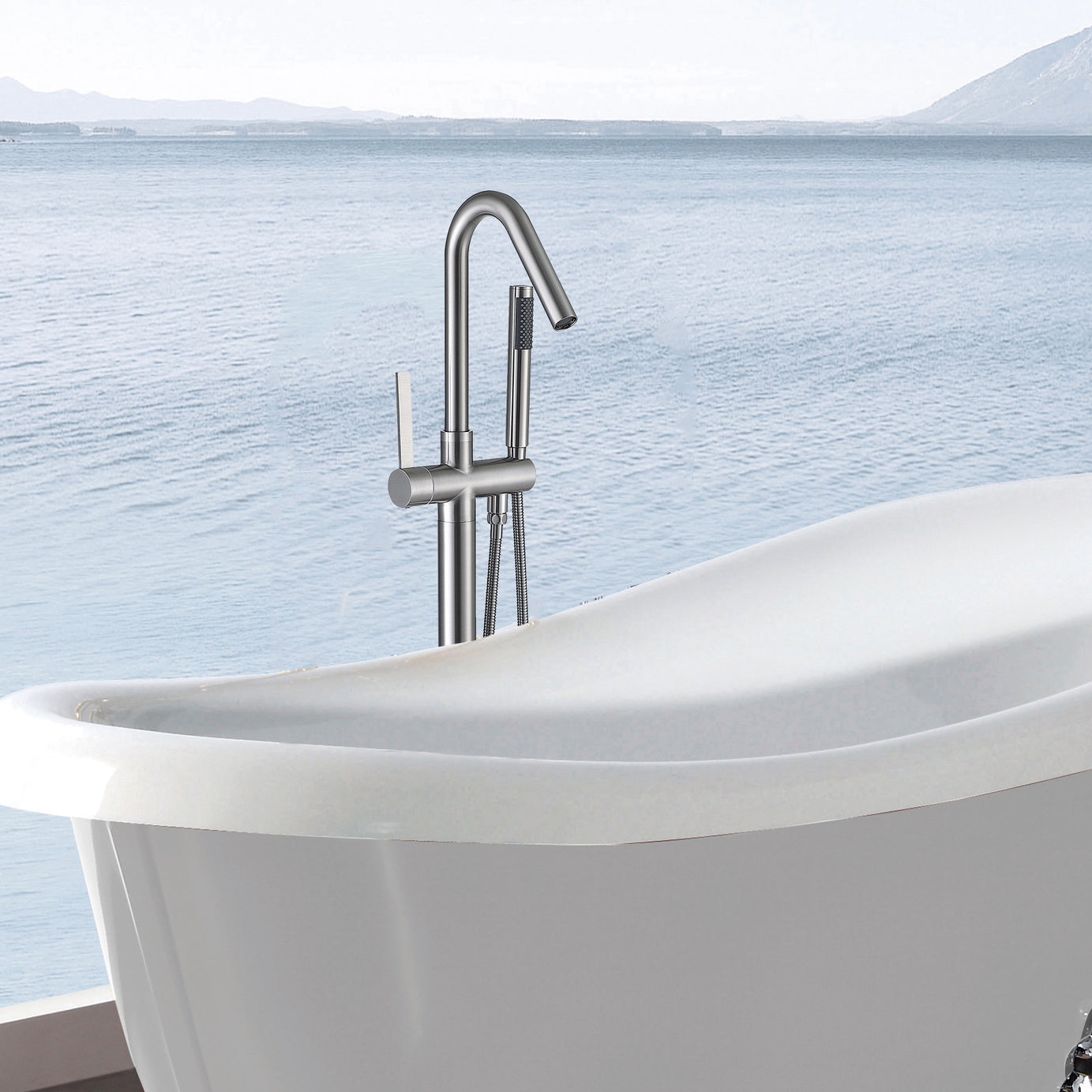 Freestanding Bathtub Faucet with Hand Shower--1