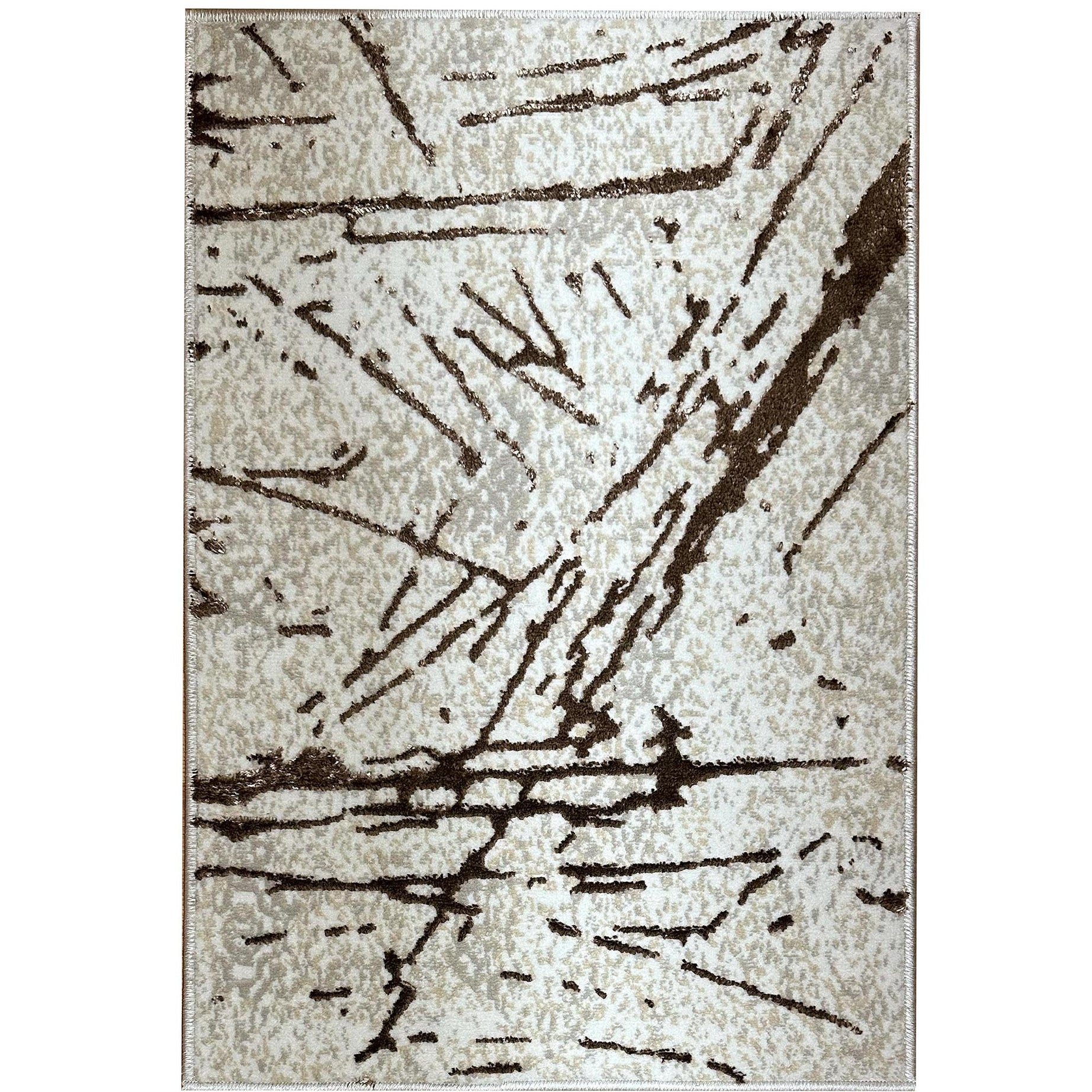 Shifra Luxury Area Rug in Beige and Gray with Bronze Abstract Design--1