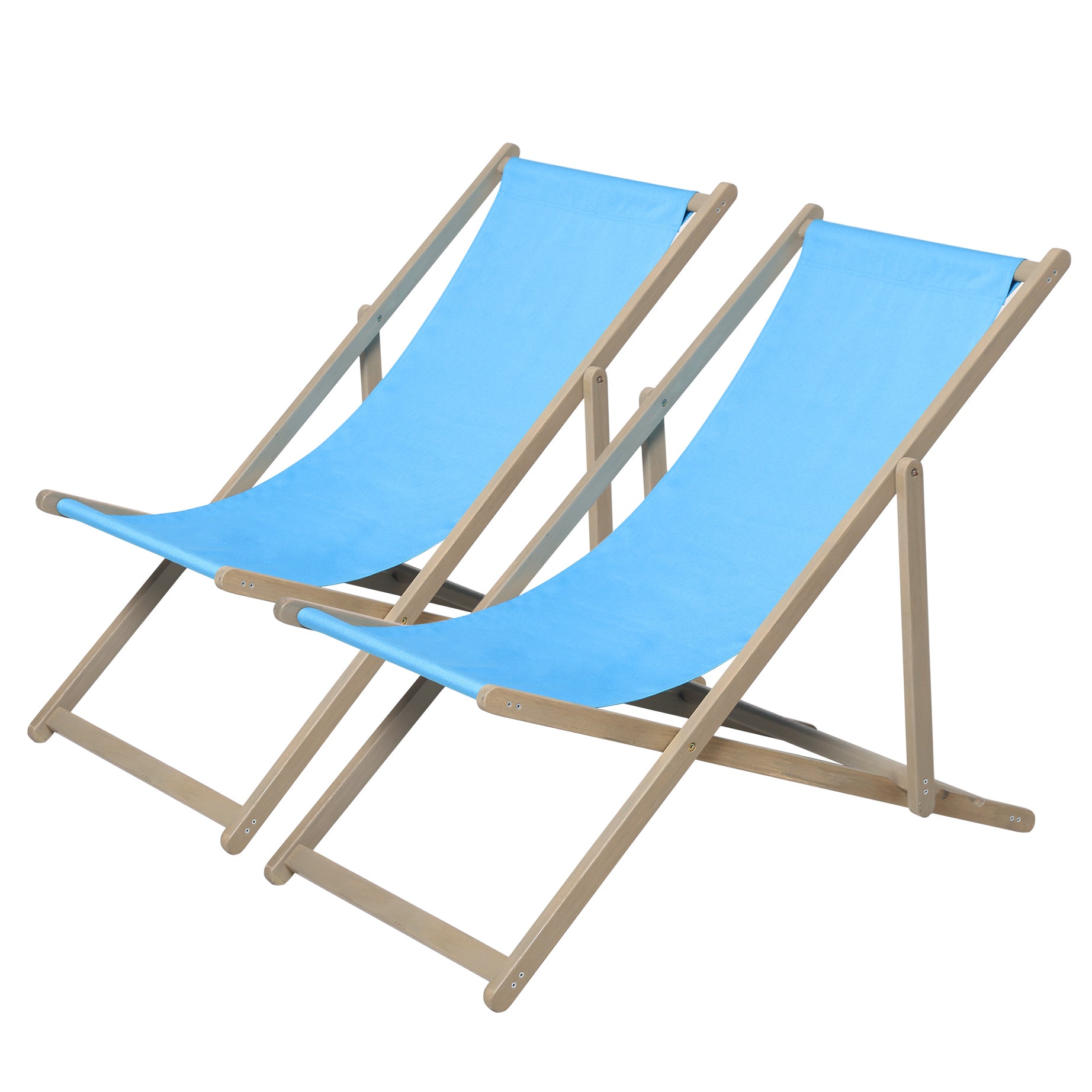 Beach Sling Patio Chair Set of 2,Wooden Folding Outdoor Chairs for Outside 3 Level Height Adjustable, Portable Reclining Beach Chair--1