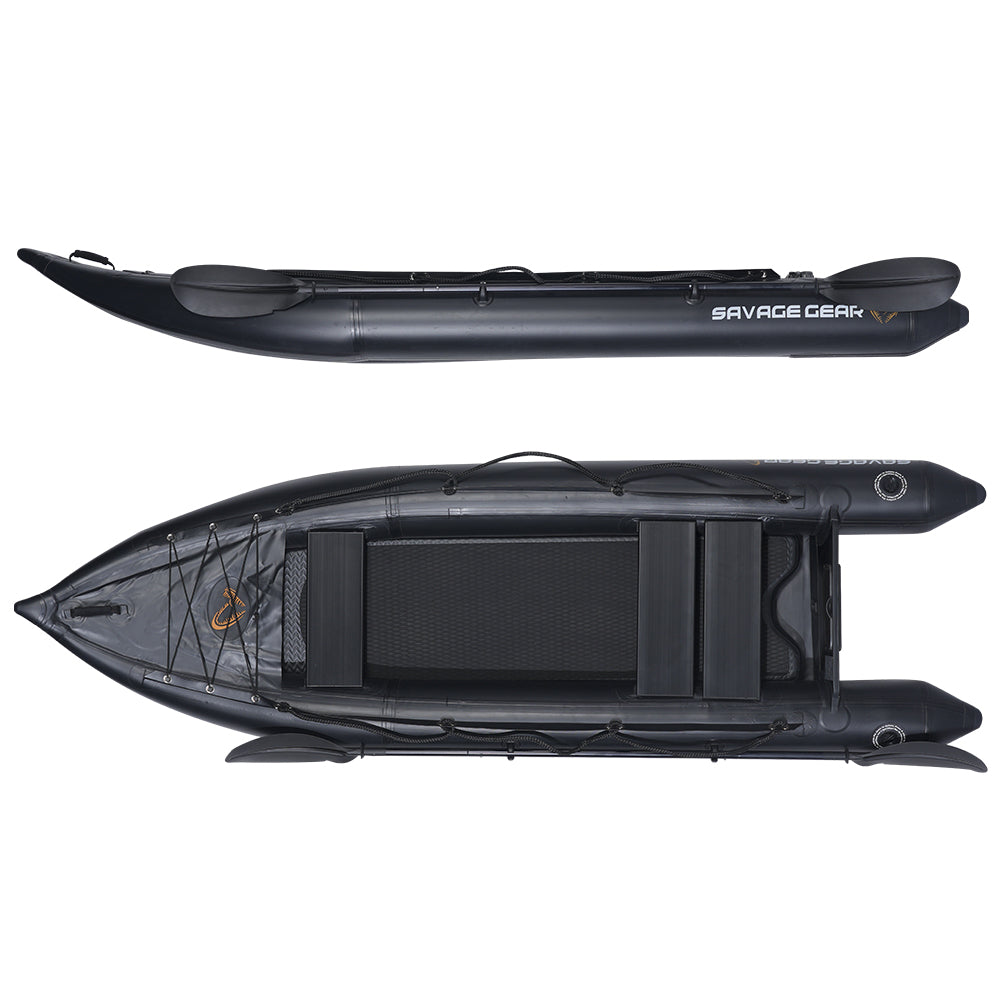 2 Person Inflatable Kayak Fishing PVC  Kayak Boat the Dimension is 130'' *43'*11.8''  Inflatable Boat Rescue Rubber Rowing Boat with Pump,  Aluminum Alloy Seat, Paddle, Inflatable Mat, Repair Kit, Fin--1