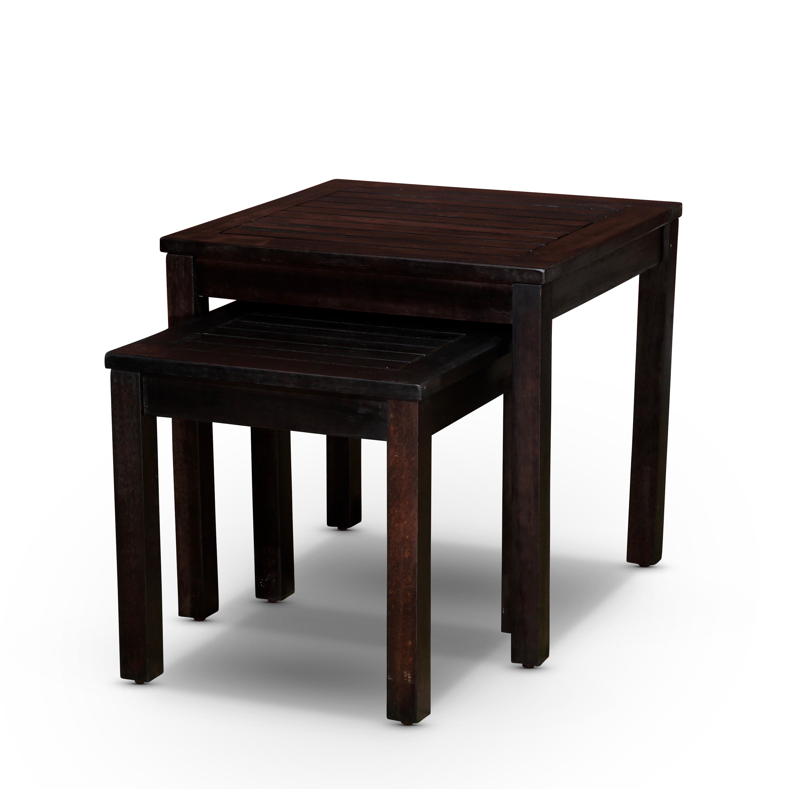 2-Piece Eucalyptus Nesting Table Set, Espresso--1