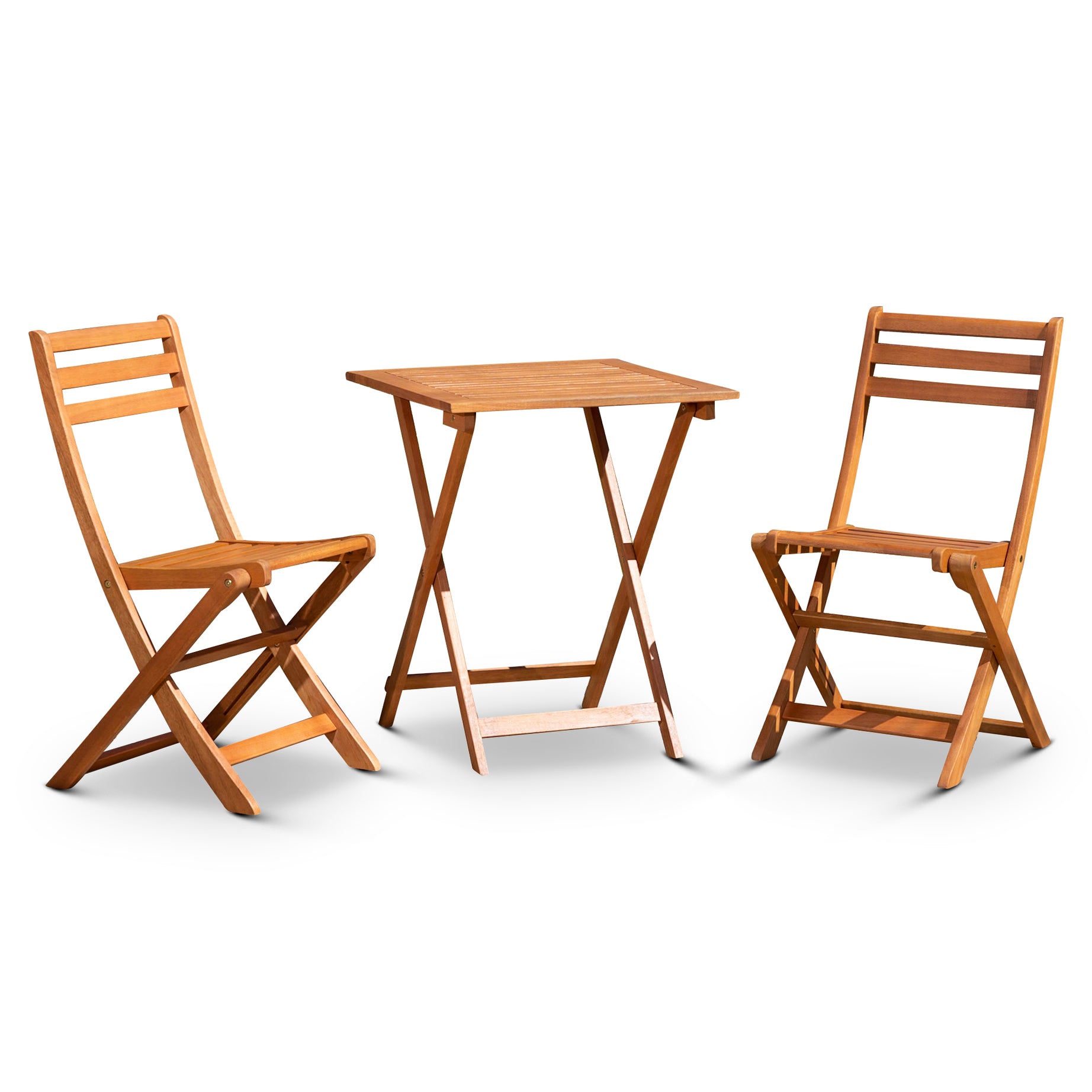 3-Piece Eucalyptus Bistro Set, Square, Natural Oil--1