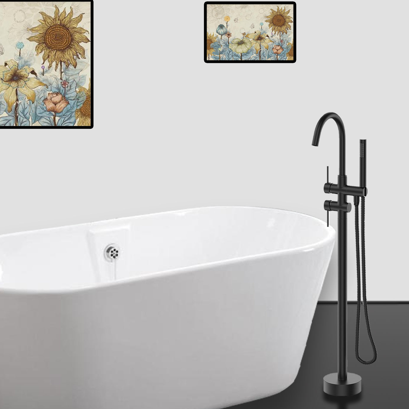 Freestanding Bathtub Faucet with Hand Shower--1