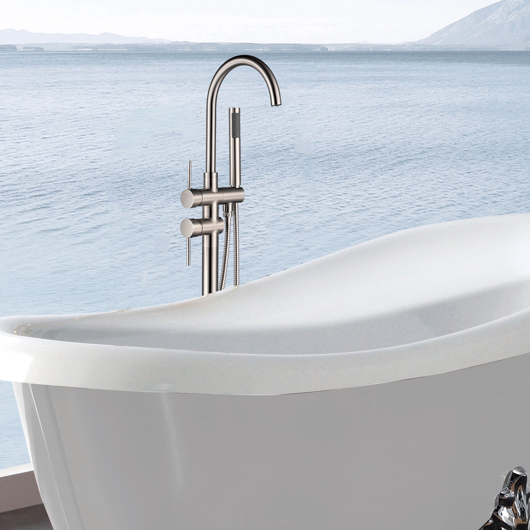 Freestanding Bathtub Faucet with Hand Shower--1