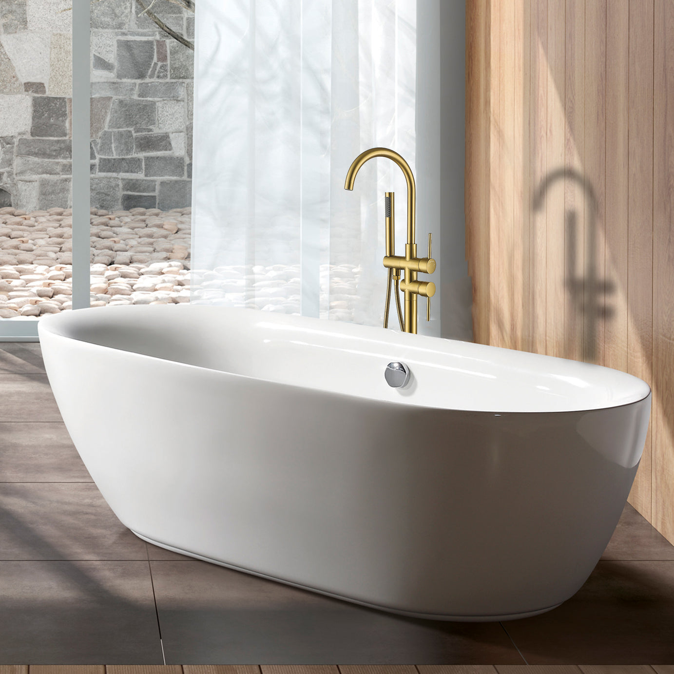 Freestanding Bathtub Faucet with Hand Shower--1