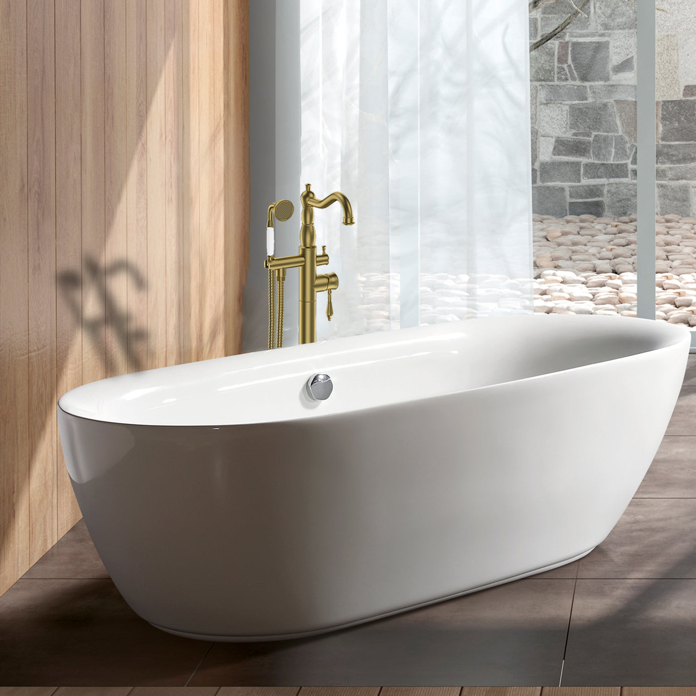 Freestanding Bathtub Faucet with Hand Shower--1