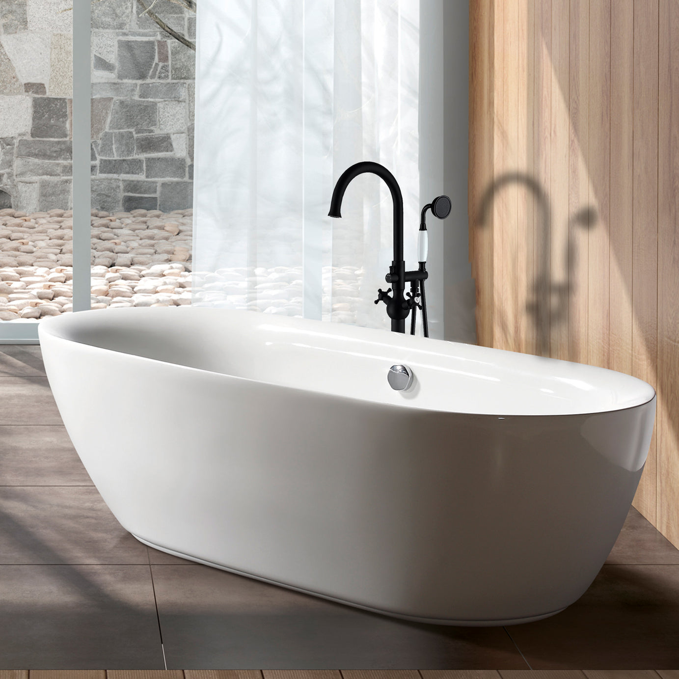 Freestanding Bathtub Faucet with Hand Shower--1