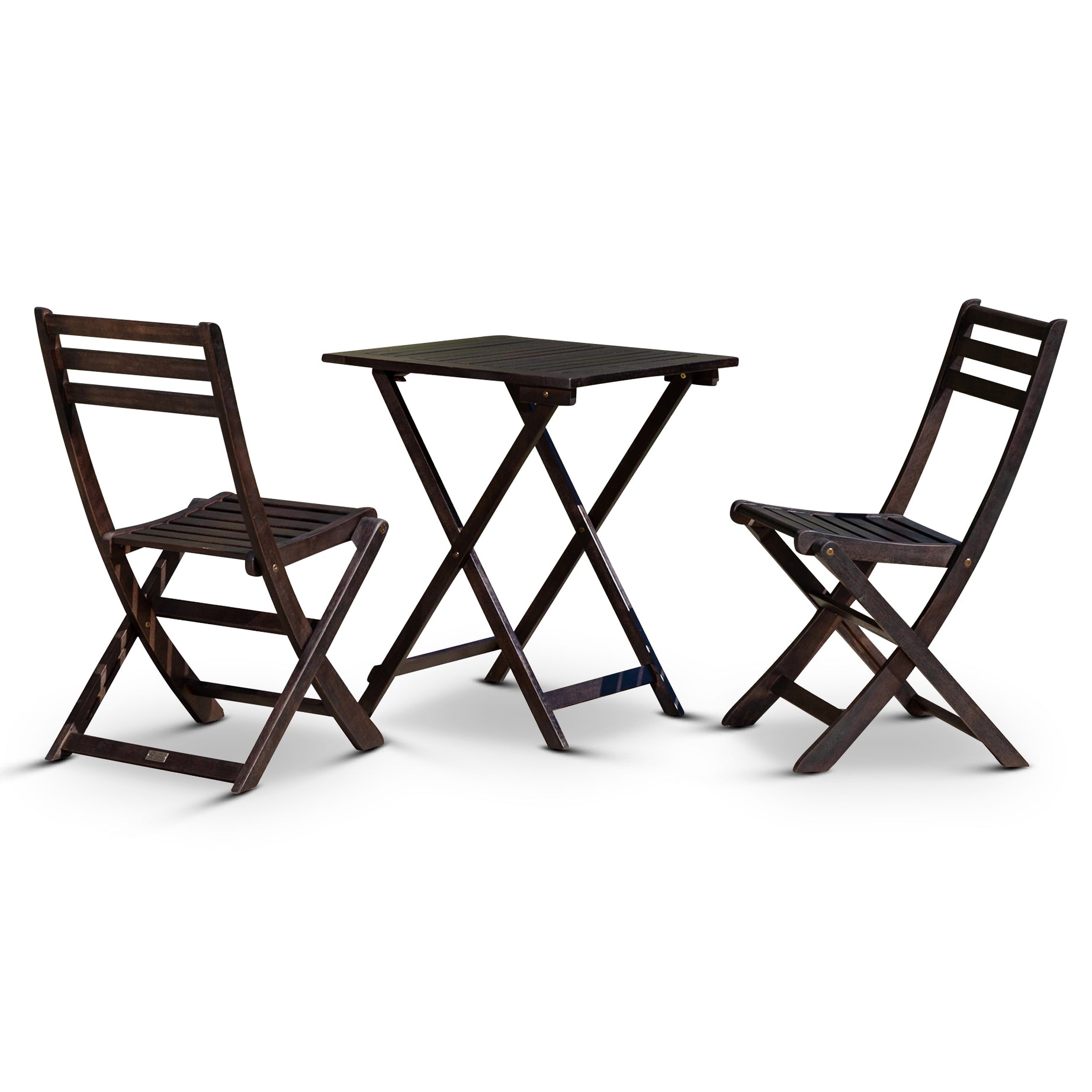 3-Piece Eucalyptus Bistro Set, Square, Espresso--1