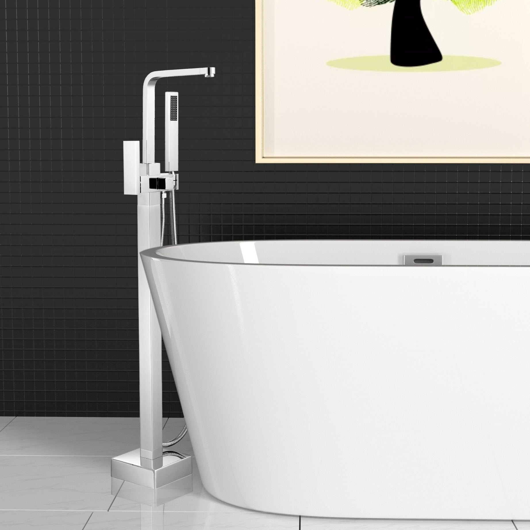 Freestanding Bathtub Faucet with Hand Shower--2