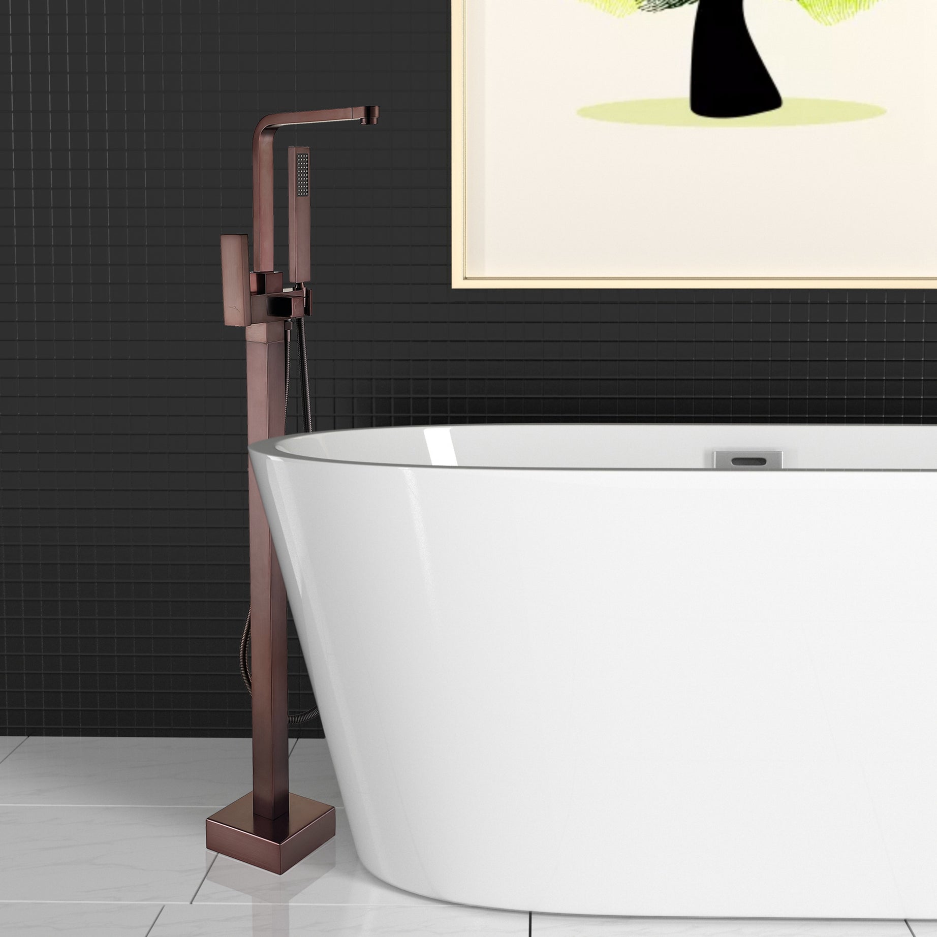 Freestanding Bathtub Faucet with Hand Shower--1