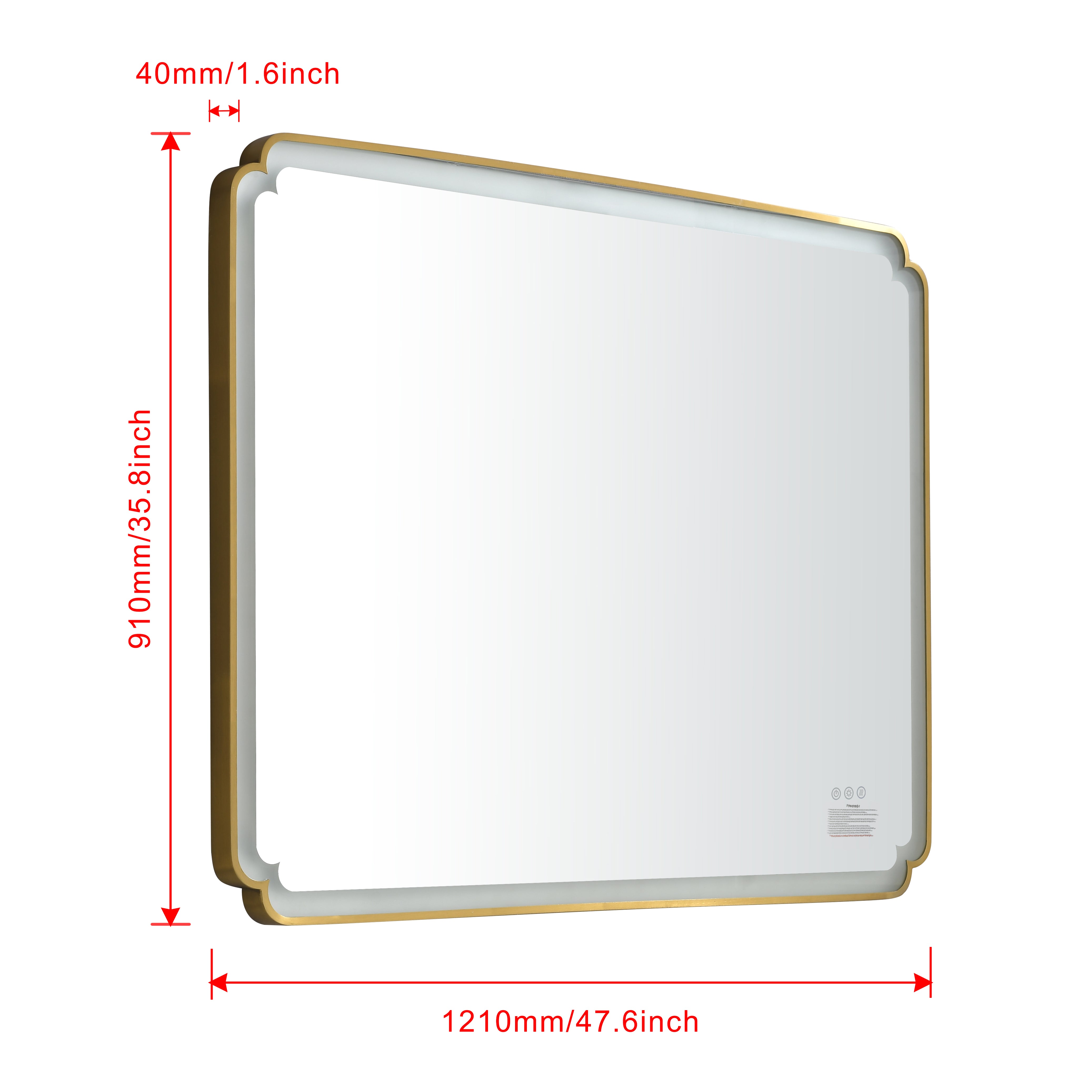 48*36 LED Lighted Bathroom Wall Mounted Mirror with High Lumen+Anti-Fog Separately Control--1