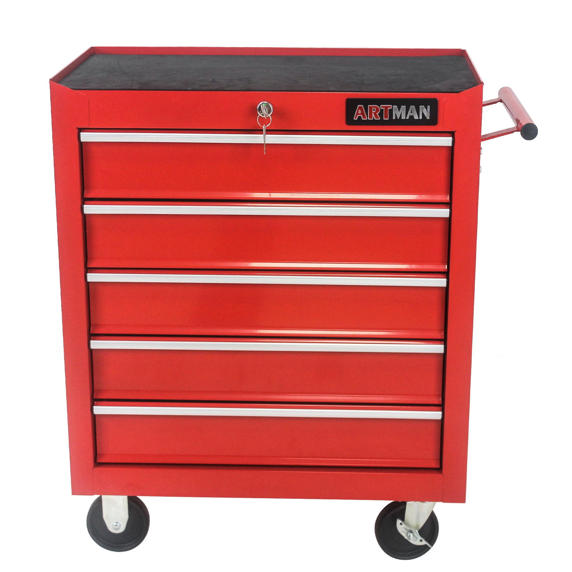 5 DRAWERS MULTIFUNCTIONAL TOOL CART WITH WHEELS-RED--1