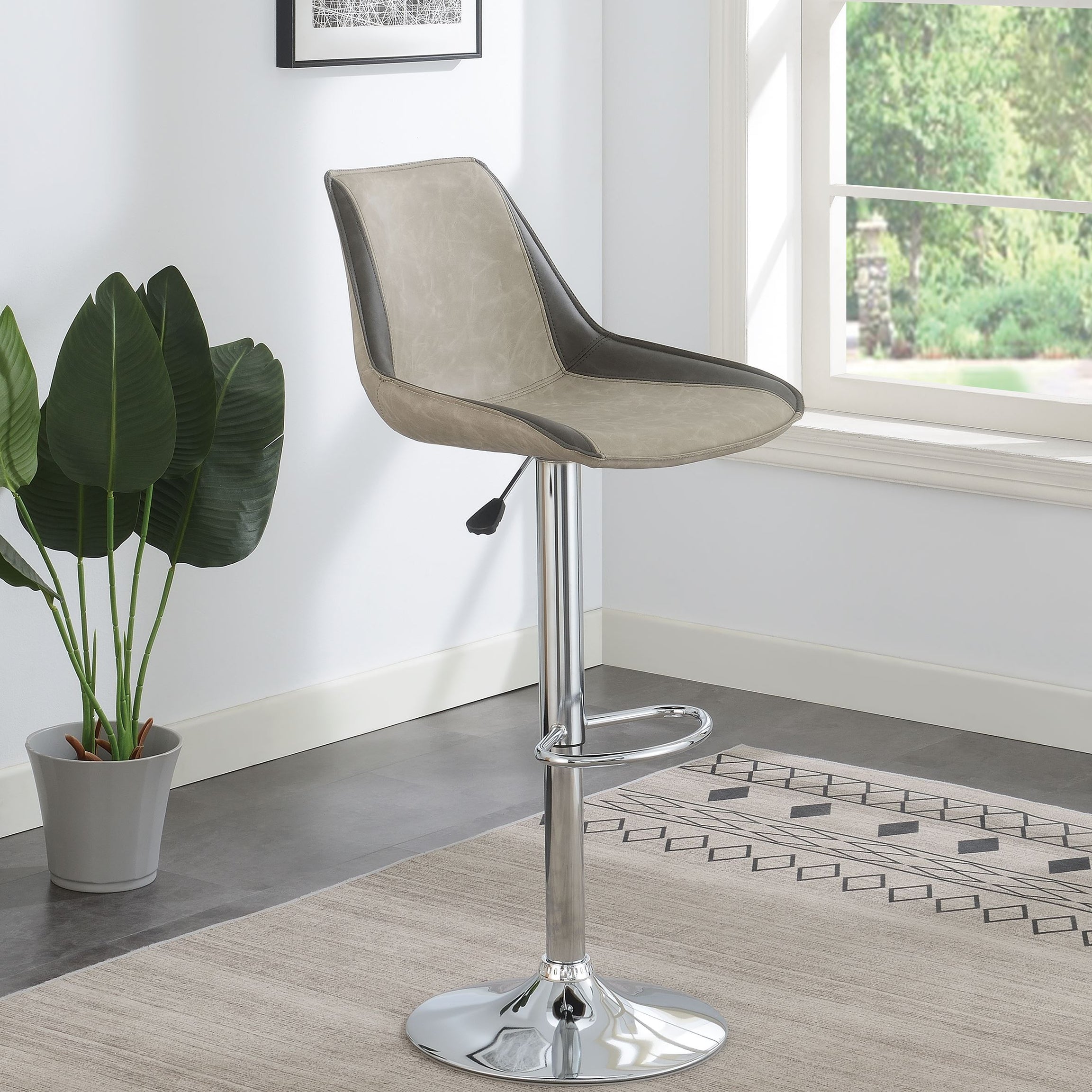 BAR STOOL in Black Faux Leather--1