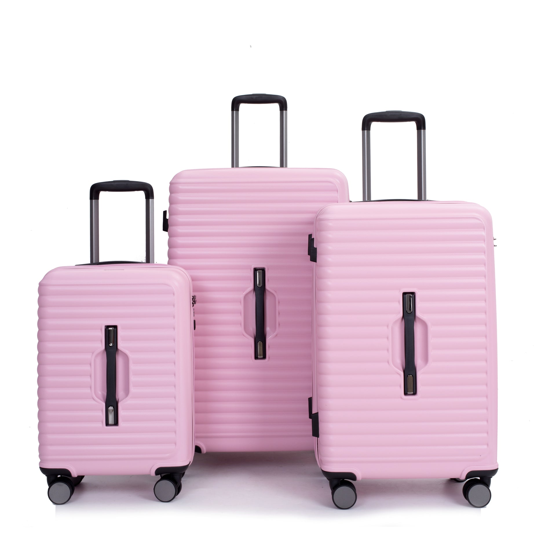 3 Piece Luggage Sets PC+ABS Lightweight Suitcase with Two Hooks, 360° Double Spinner Wheels, TSA Lock, (21/25/29) Pink--1