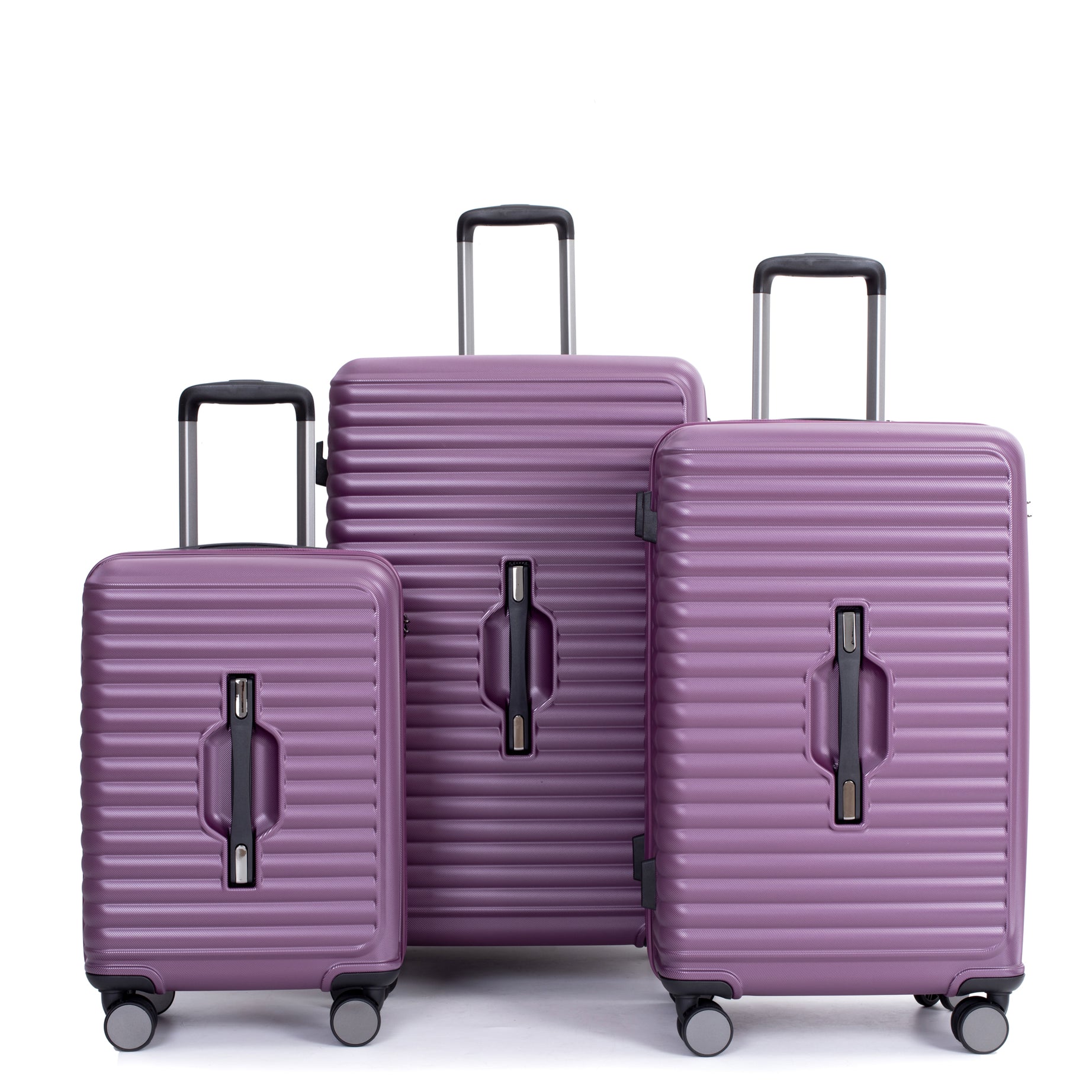 3 Piece Luggage Sets PC+ABS Lightweight Suitcase with Two Hooks, 360° Double Spinner Wheels, TSA Lock, (21/25/29) Dark Purple--1