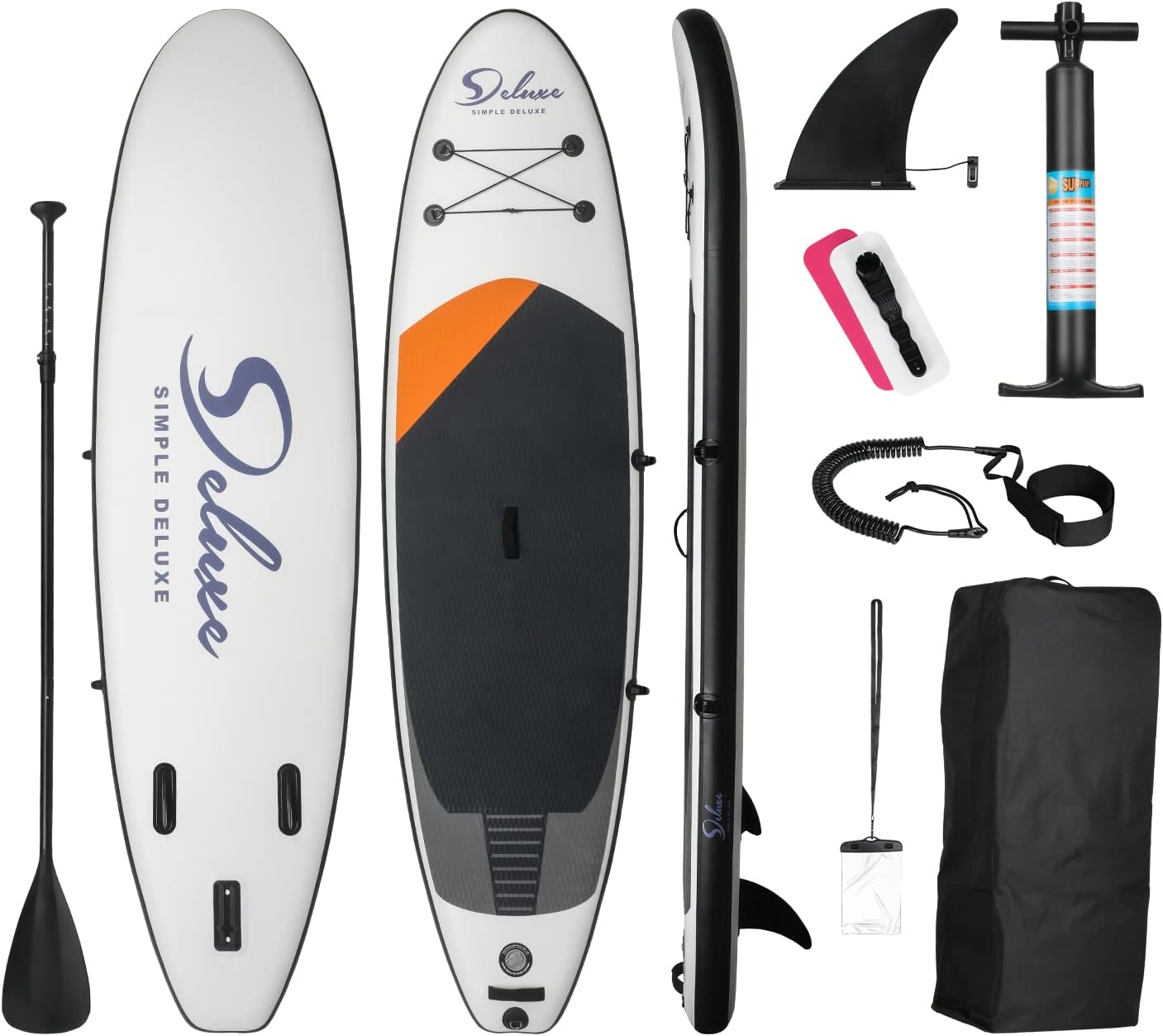 Inflatable Stand Up Paddle Board – Simple Deluxe Premium SUP for All Skill Levels, Paddle Boards for Youth & Adults, Blow Up Stand-Up Paddleboards with Accessories & Backpack, Surf Control, Black--1