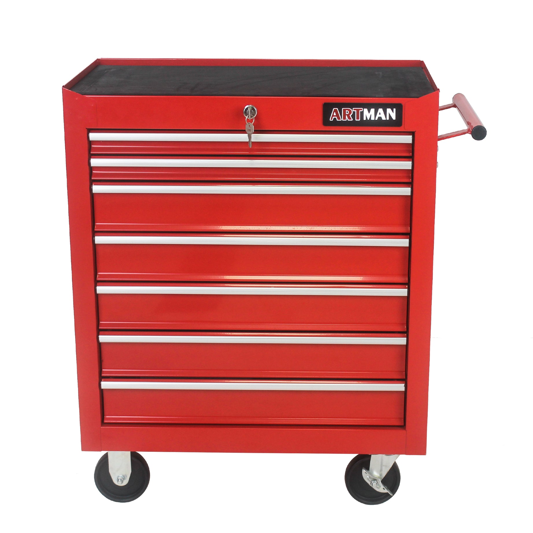 7 DRAWERS MULTIFUNCTIONAL TOOL CART WITH WHEELS-RED--1