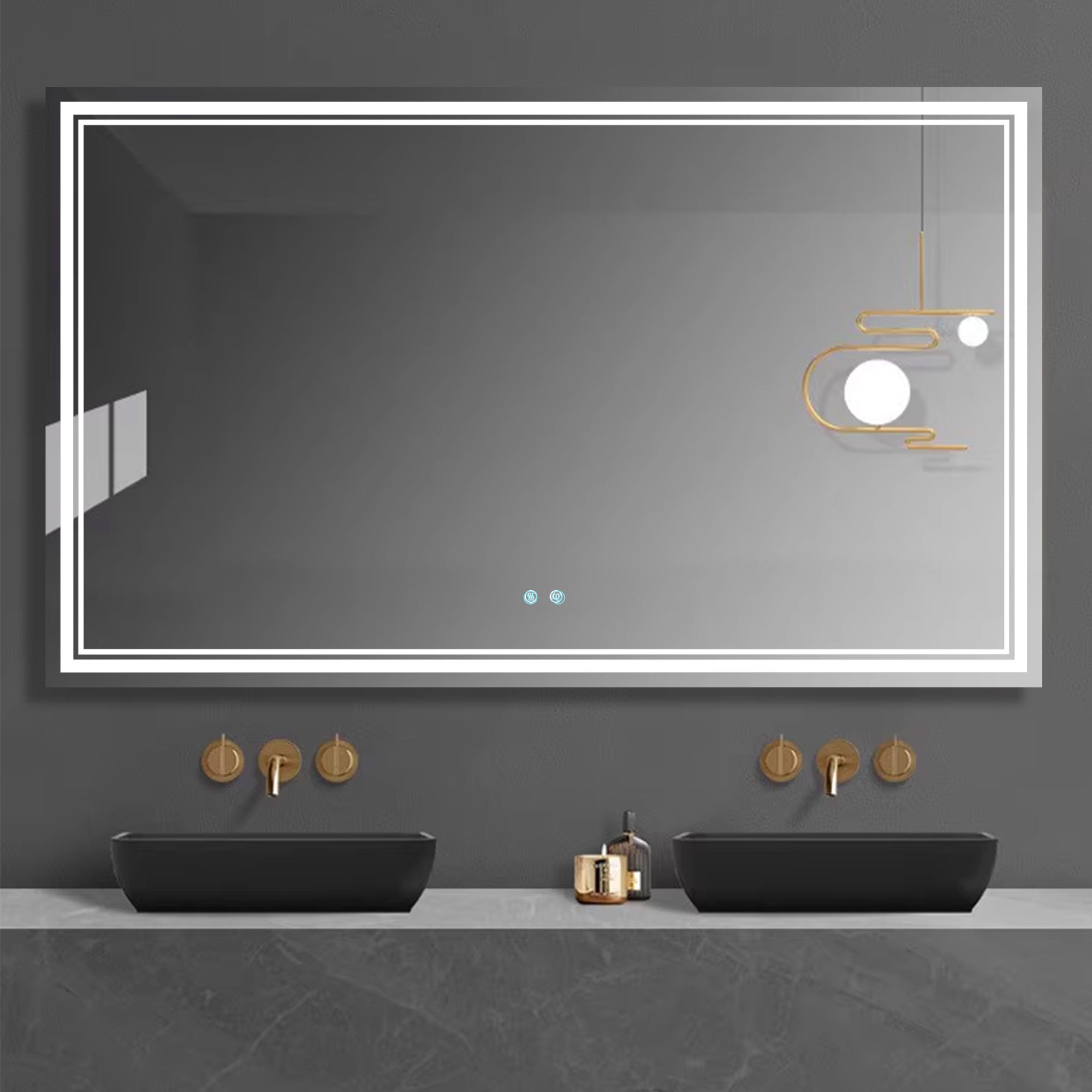 60 x 36 LED Mirror for Bathroom, LED Vanity Mirror, Adjustable 3 Color, Dimmable Vanity Mirror with Lights, Anti-Fog, Touch Control Wall Mounted Bathroom Mirror,Vertical--1