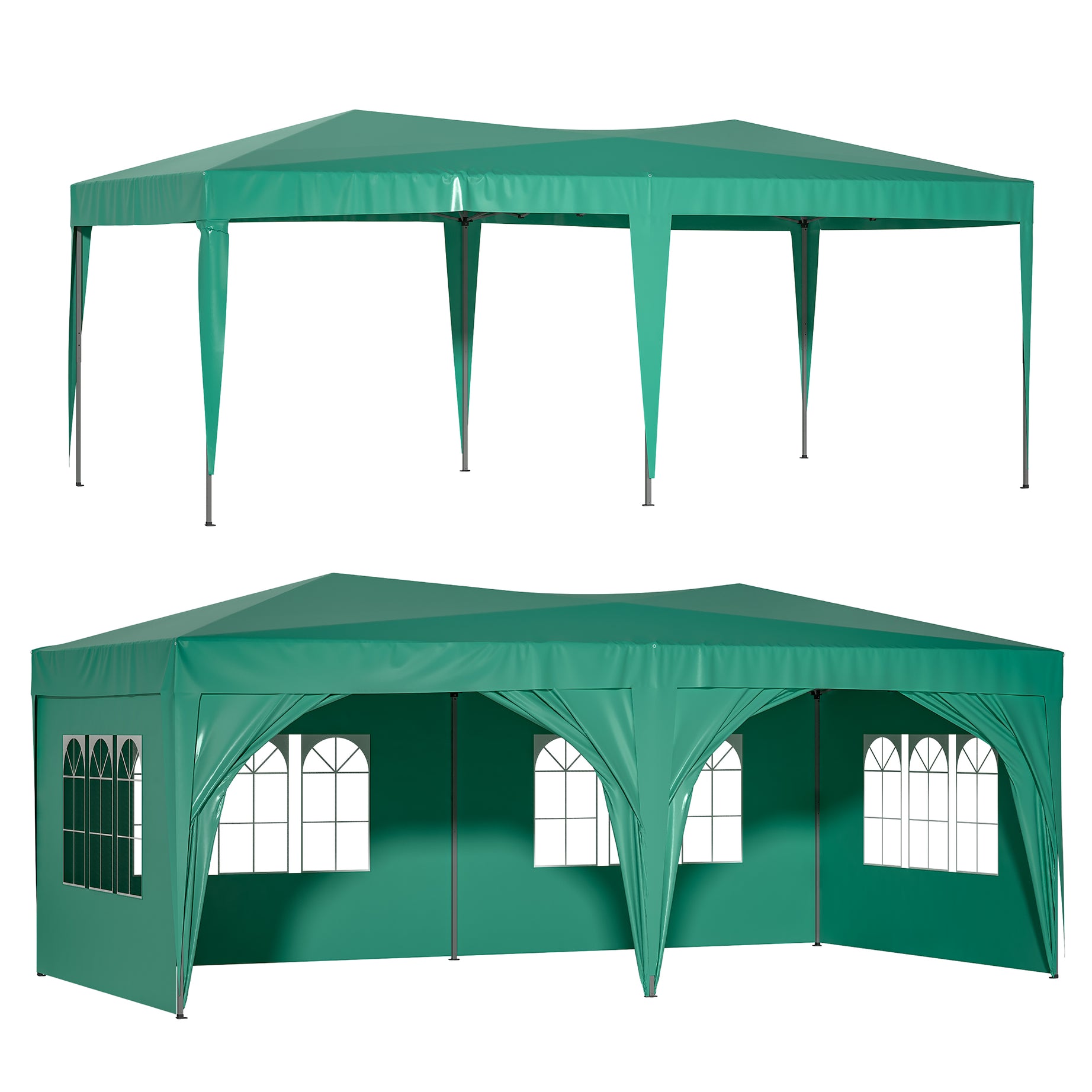 10'x20'  Pop Up Canopy Outdoor Portable Party Folding Tent with 6 Removable Sidewalls + Carry Bag + 6pcs Weight Bag Green--1