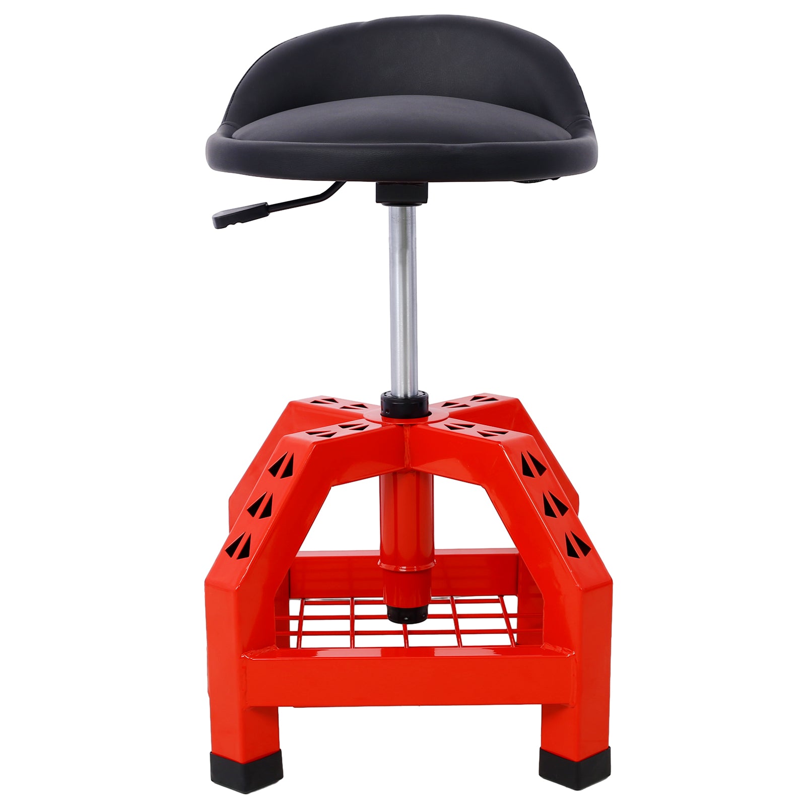 Pneumatic 360 Degree Swivel Stool, Mechanics Rolling Creeper Seat, Heavy Duty Rolling Mechanics Stool, Shop Stool with Casters red--1