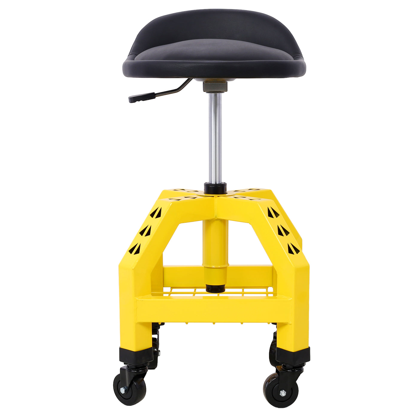 Pneumatic 360 Degree Swivel Stool, Mechanics Rolling Creeper Seat, Heavy Duty Rolling Mechanics Stool, Shop Stool with Casters  yellow--1